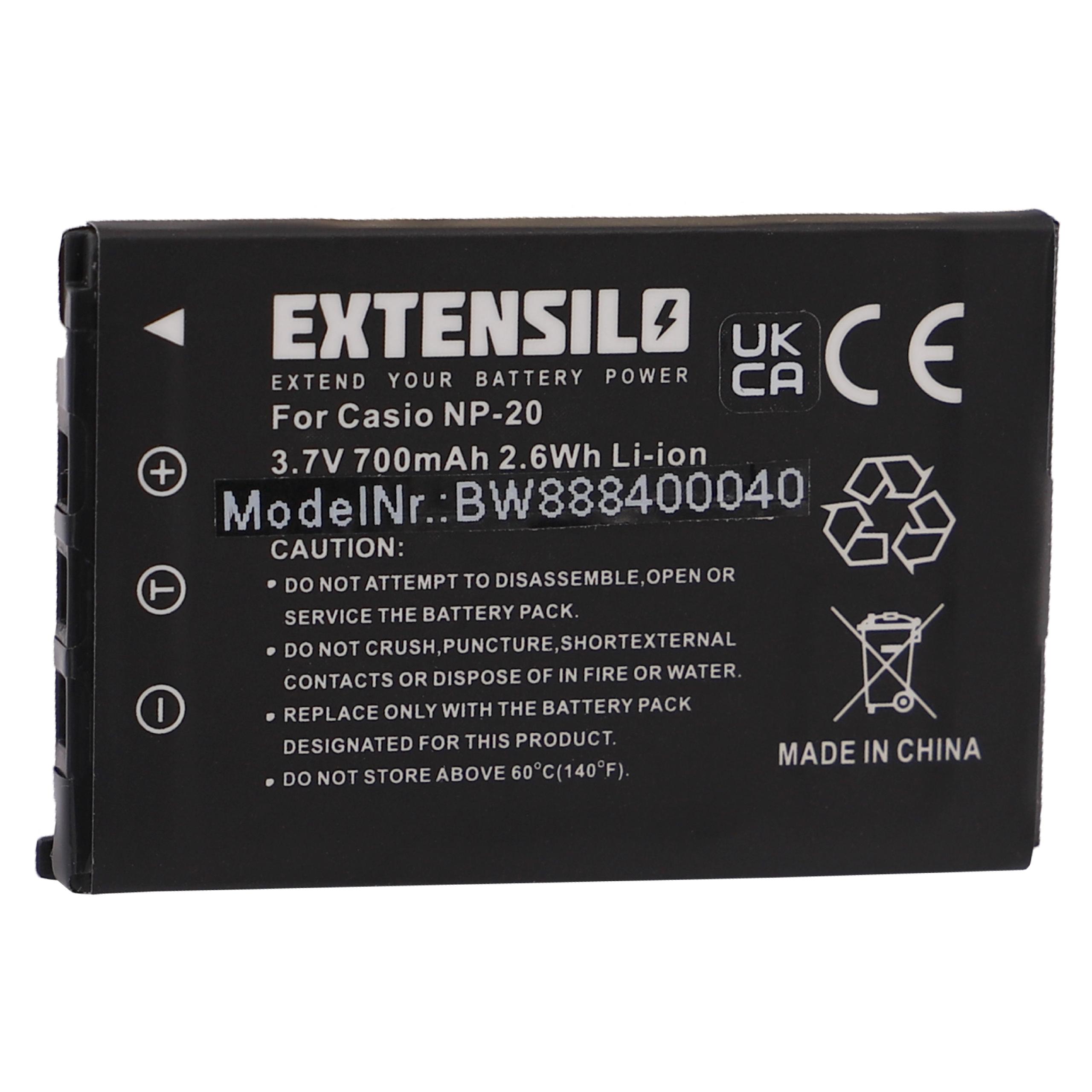 Battery Replacement for Casio NP-20 - 700mAh, 3.7V, Li-Ion