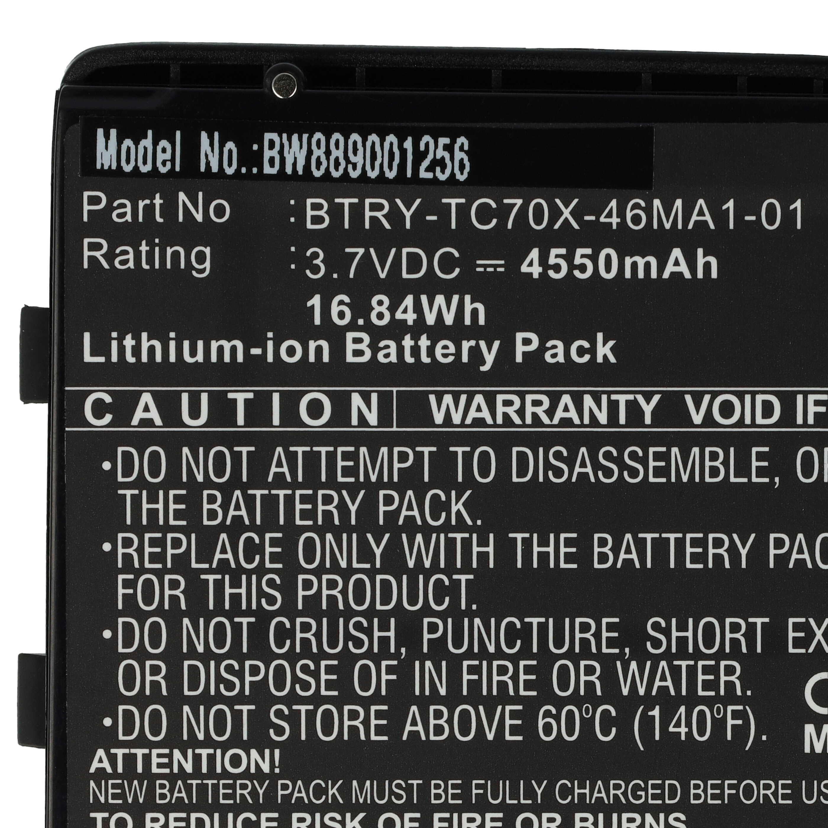 Batterie remplace Motorola 82-171249-01, 82-171249-02 pour scanner de code-barre - 4550mAh 3,7V Li-ion