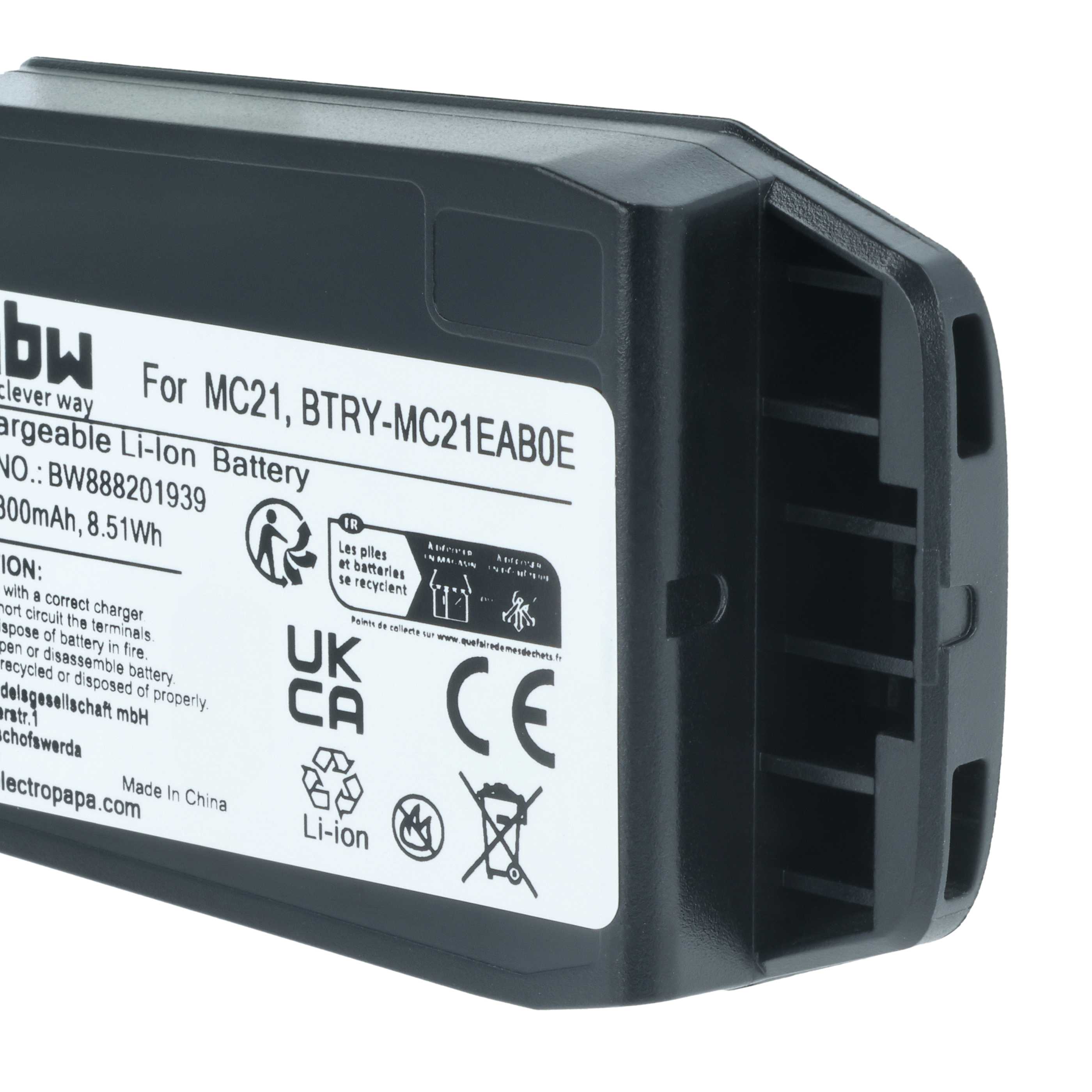 Handheld Computer Battery replaces Motorola 82-105612-01, BTRY-MC21EAB0E, 82-150612-01 - 2300mAh, 3.7V