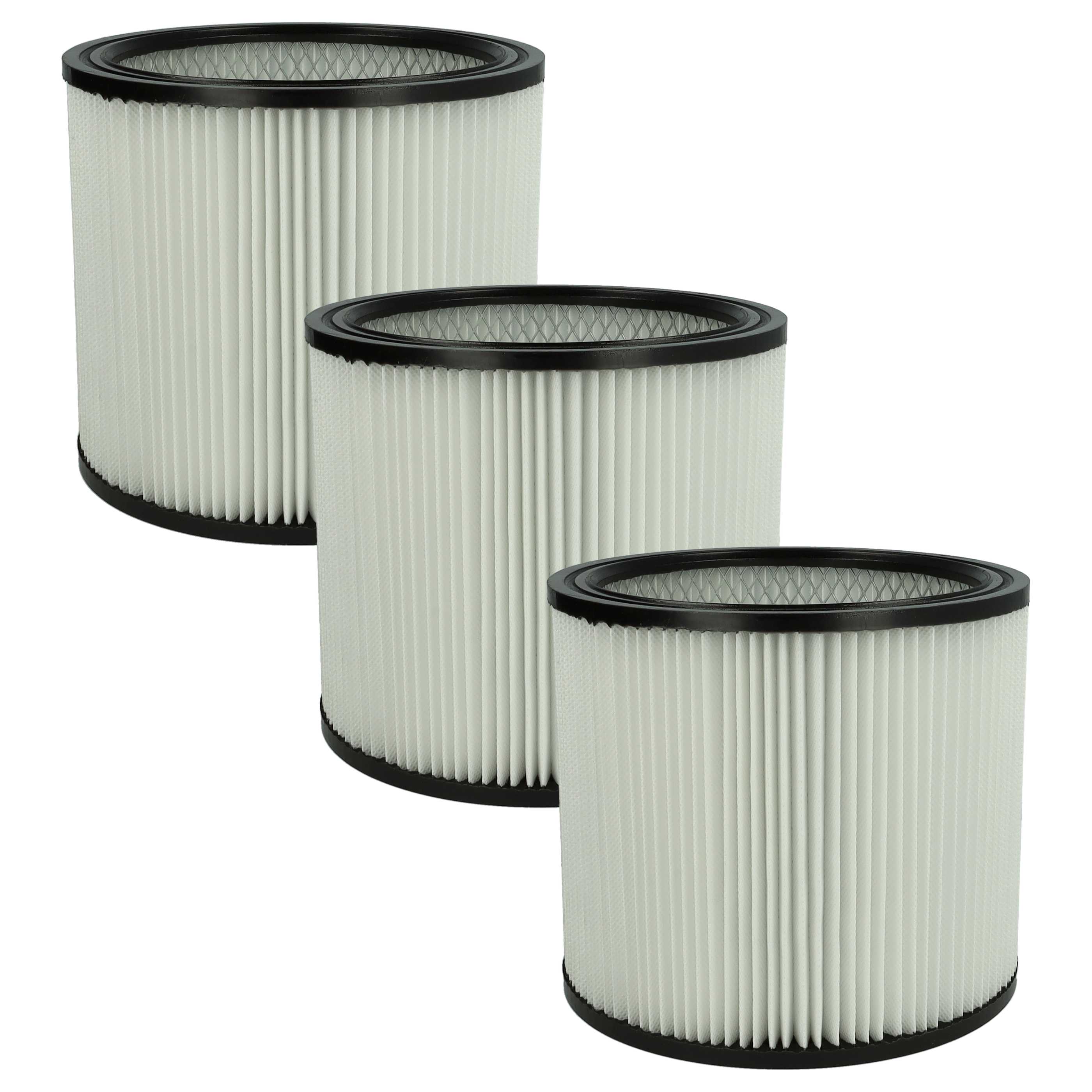 3x Filtre remplace ShopVac 126282903041, 026282290038 pour aspirateur ShopVac - filtre rond, noir / blanc