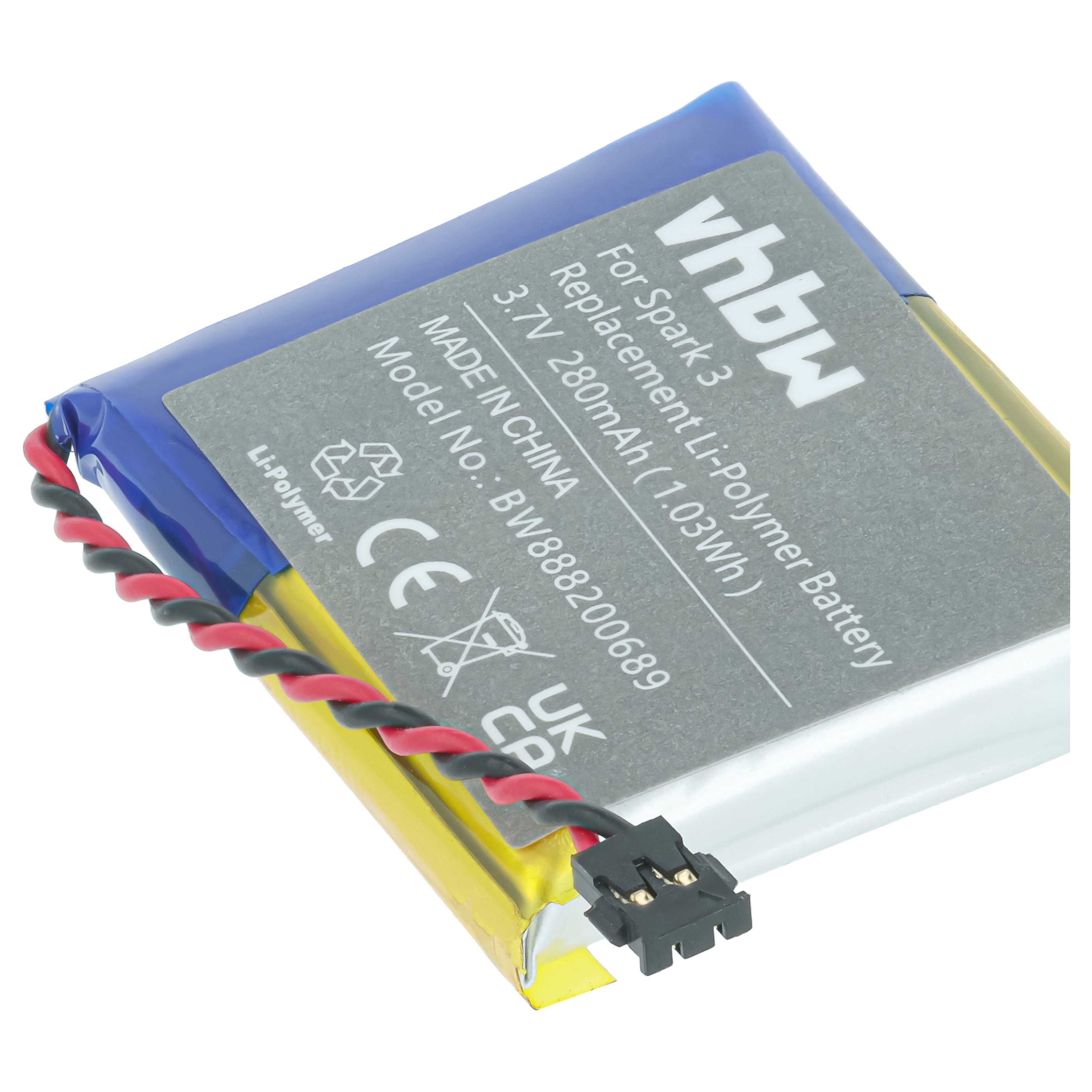 Smartwatch Battery replaces TomTom AHB332824HPS - 280 mAh 3.7 V Li-polymer