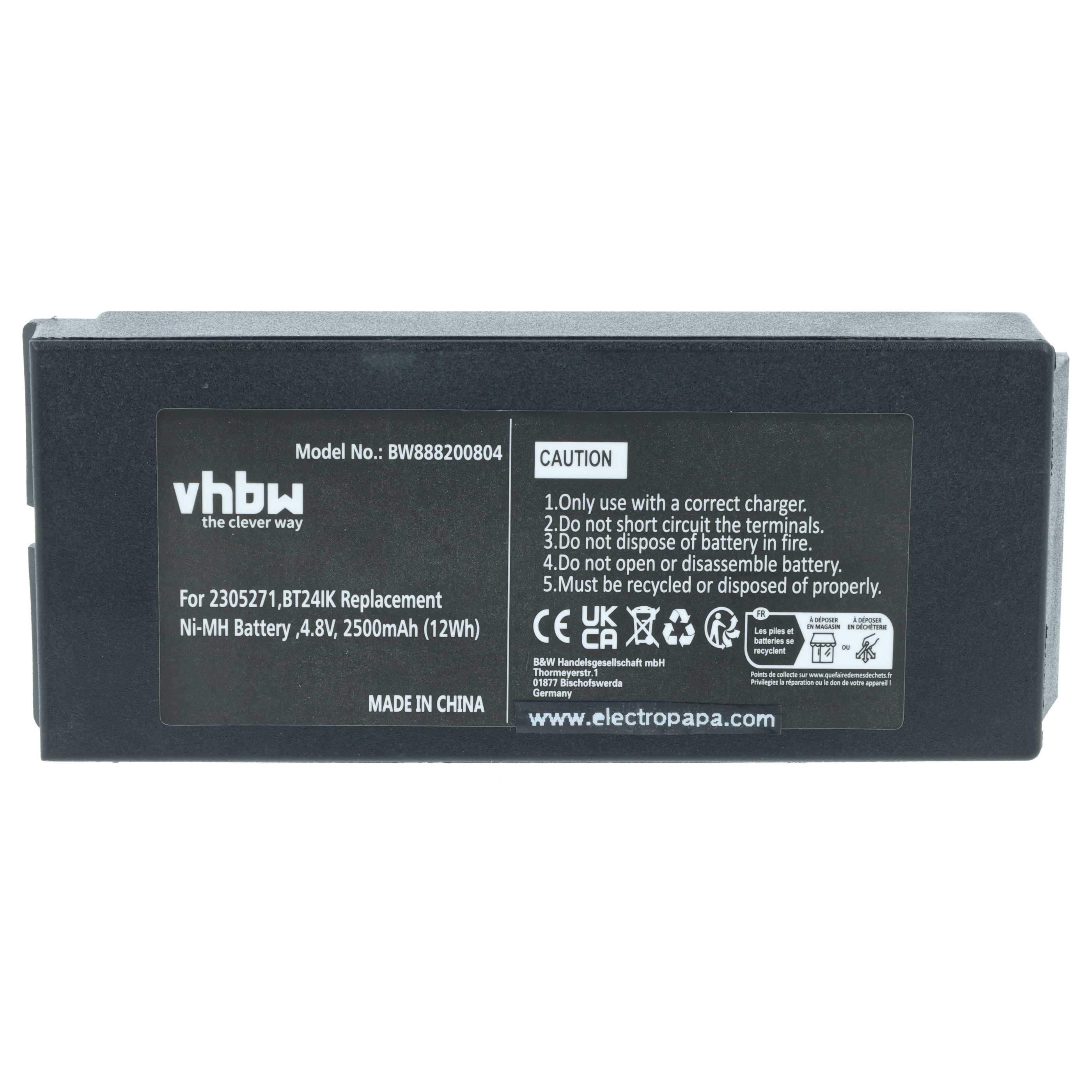 Battery as Replacement for Danfoss 2305271, BT24IK Remote Control - 2500 mAh 4.8 V NiMH