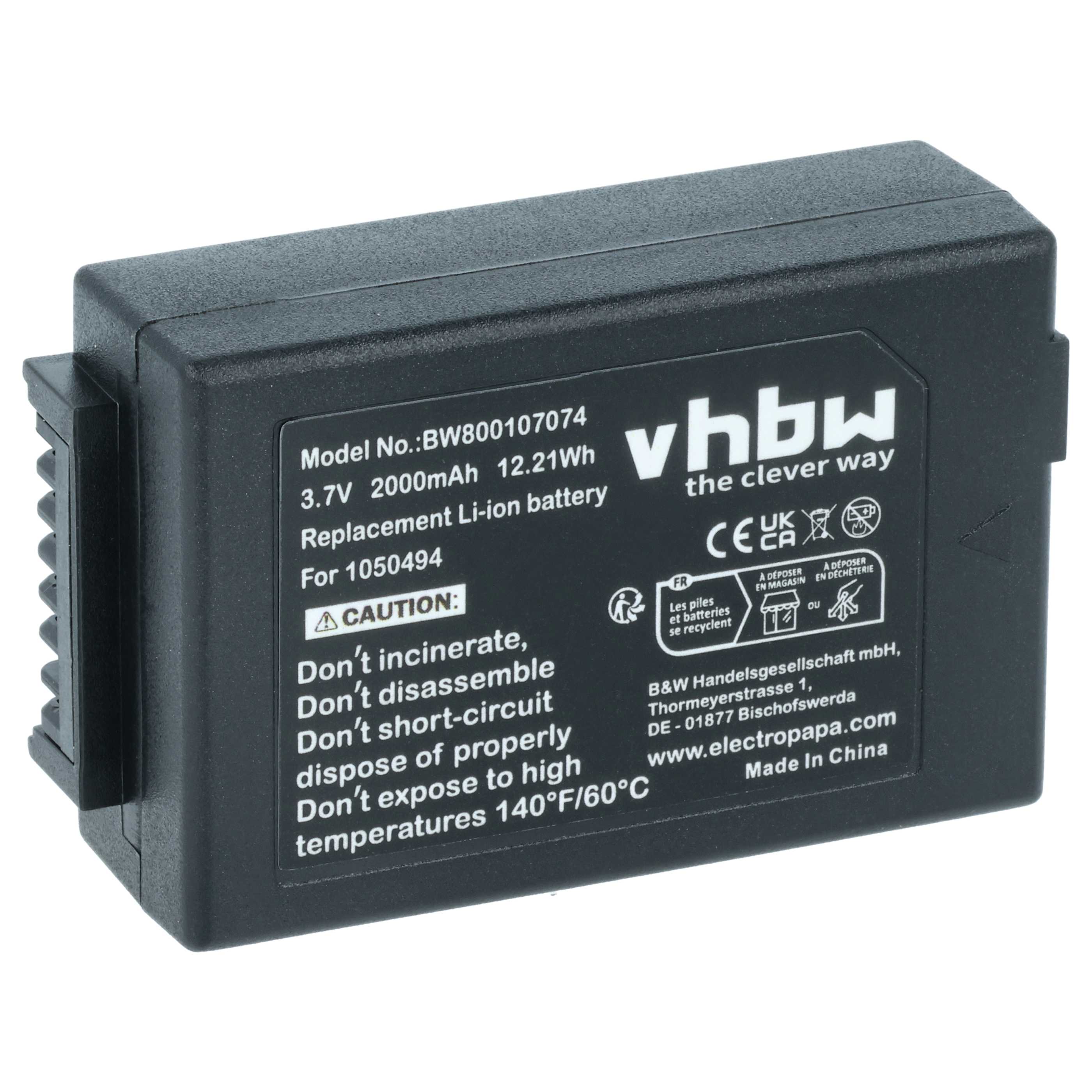 Handheld Computer Battery replaces Psion WA3006, WA3020, 1050494-002, 1050494 - 2000mAh, 3.7V