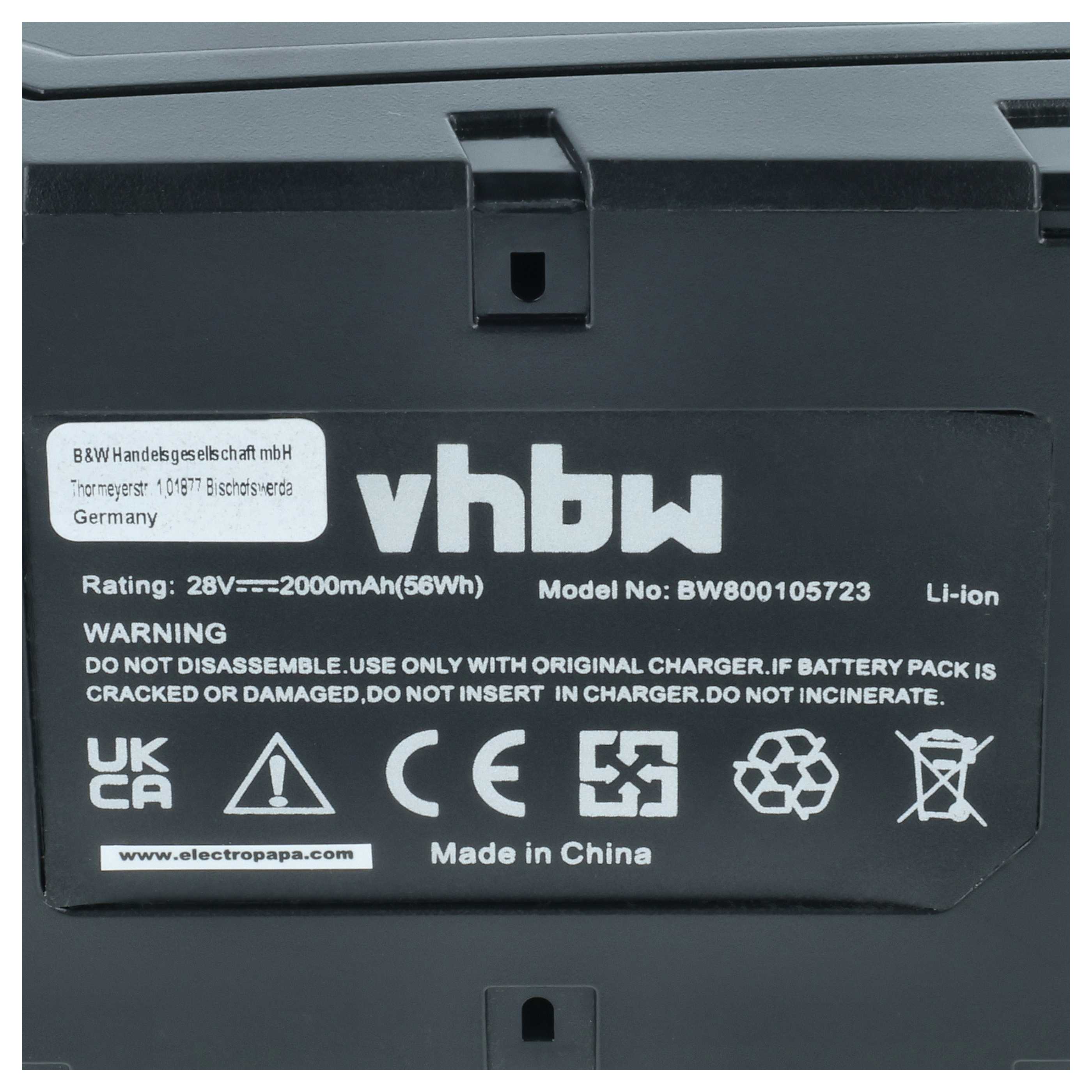 3x Battery replaces AEG Milwaukee 48-11-2830, 48-11-1830 Electric Power Tool - 2000 mAh, 28 V, Li-Ion