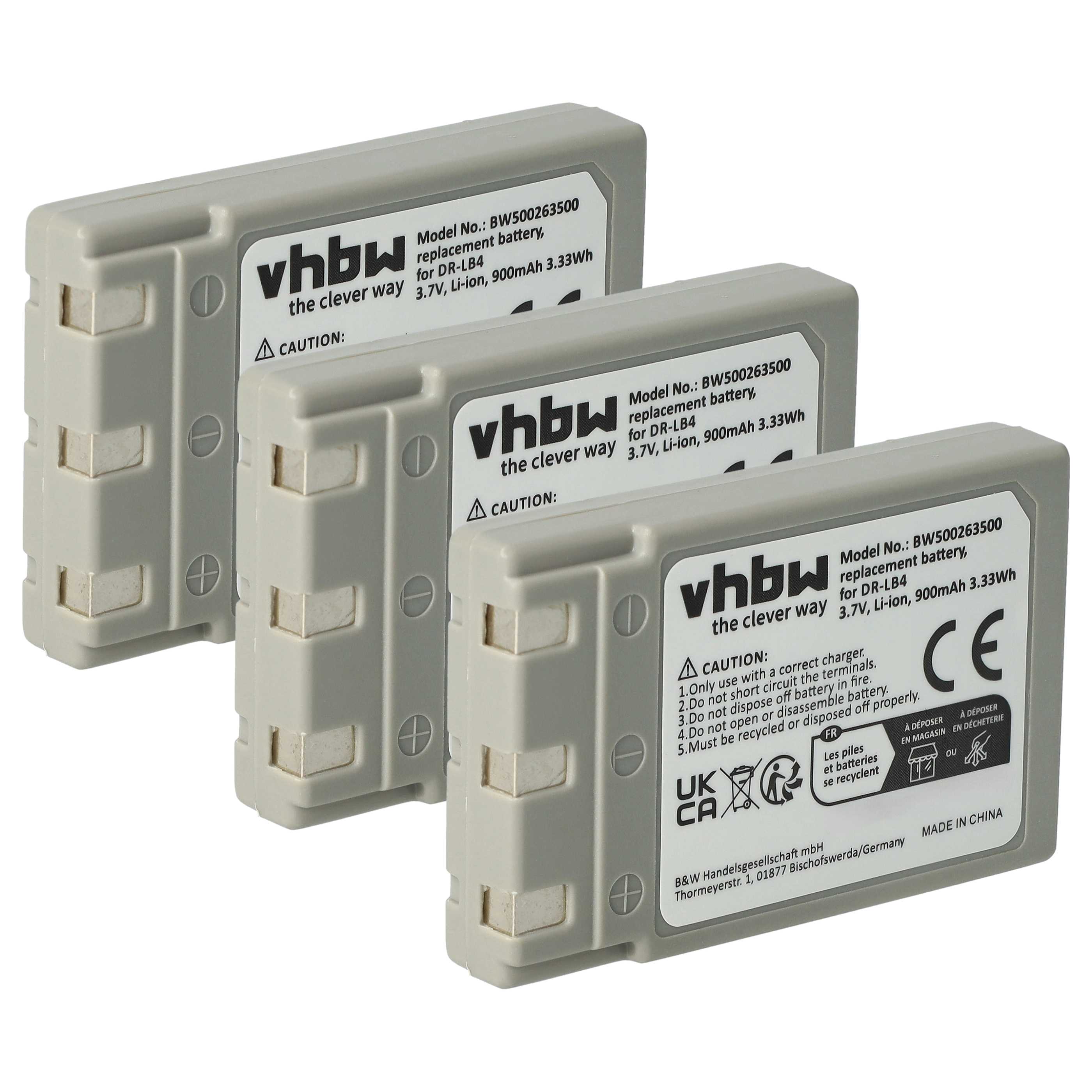Kamera-Akku (3 Stück) als Ersatz für Concord 431-XXX - 750mAh 3,7V Li-Ion