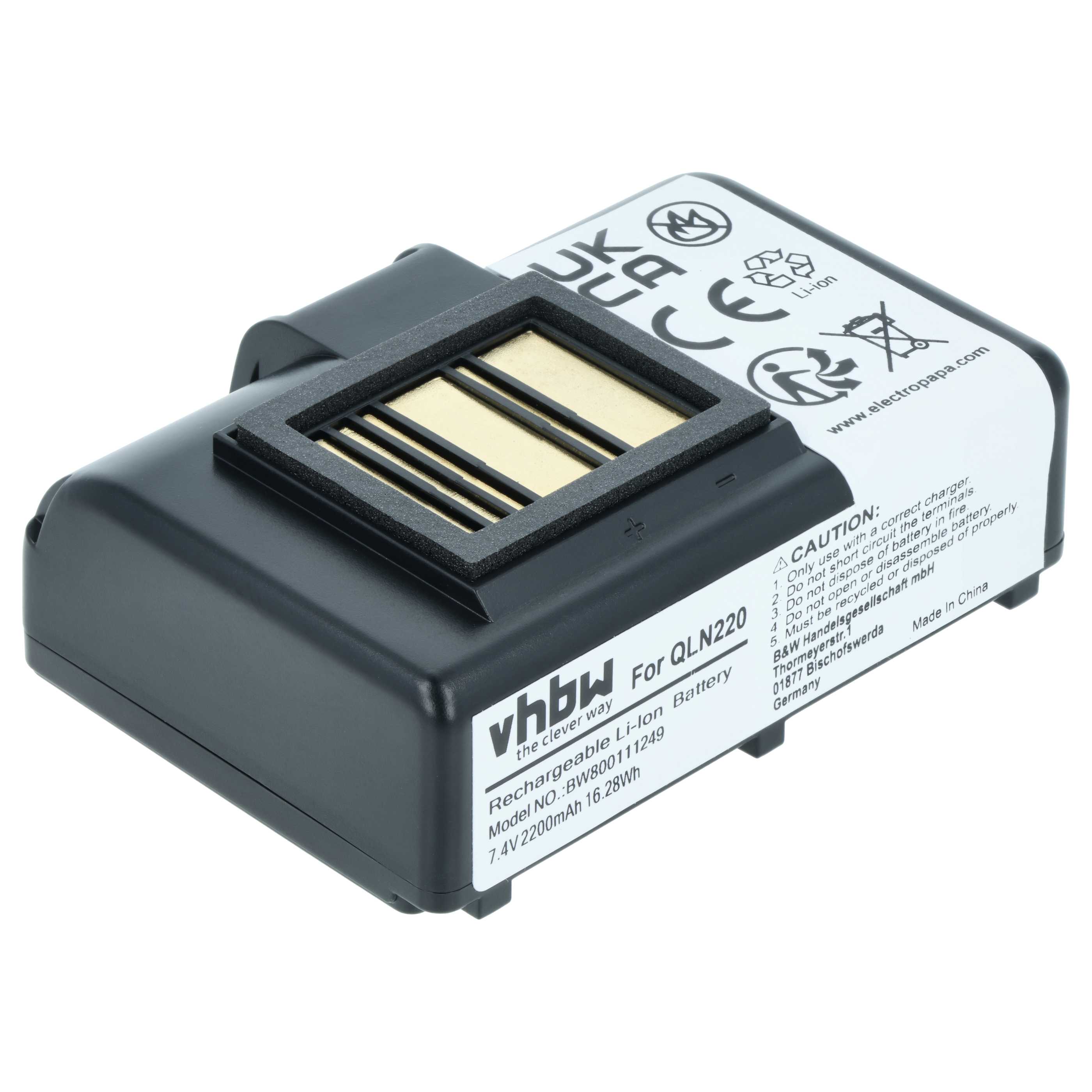 Printer 2x Battery replaces Zebra AT16004, BTRY-MPP-34MA1-01, BTRY-MPP-34MAHC1-01 - 2200 mAh 7.4 V Li-Ion