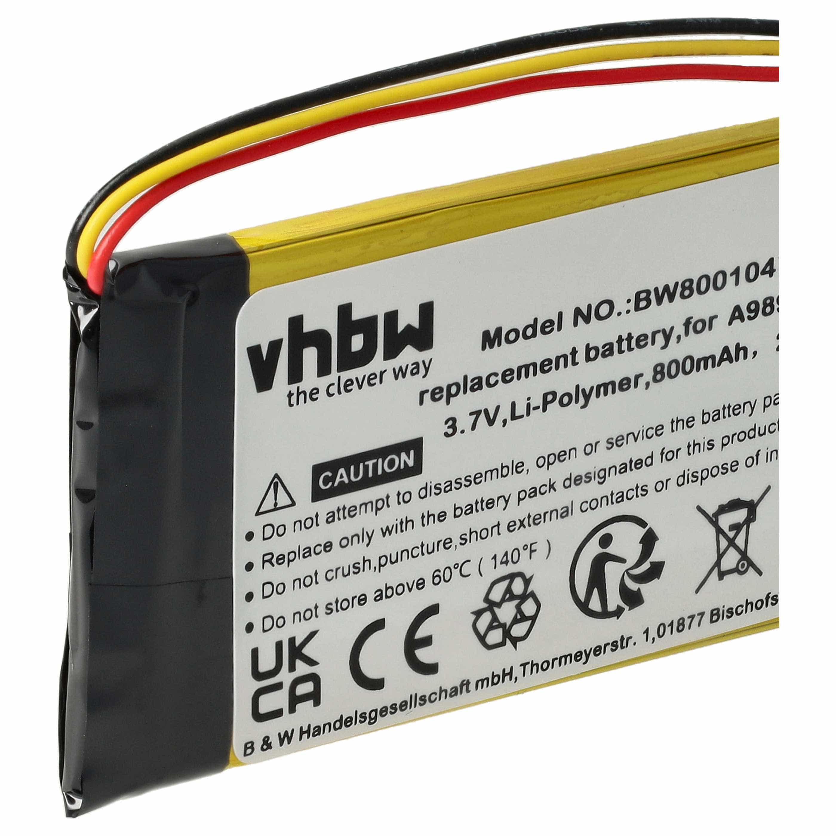 E-Book Battery Replacement for Sony A98927554931, A98941654402 - 800 mAh 3.7 V Li-polymer