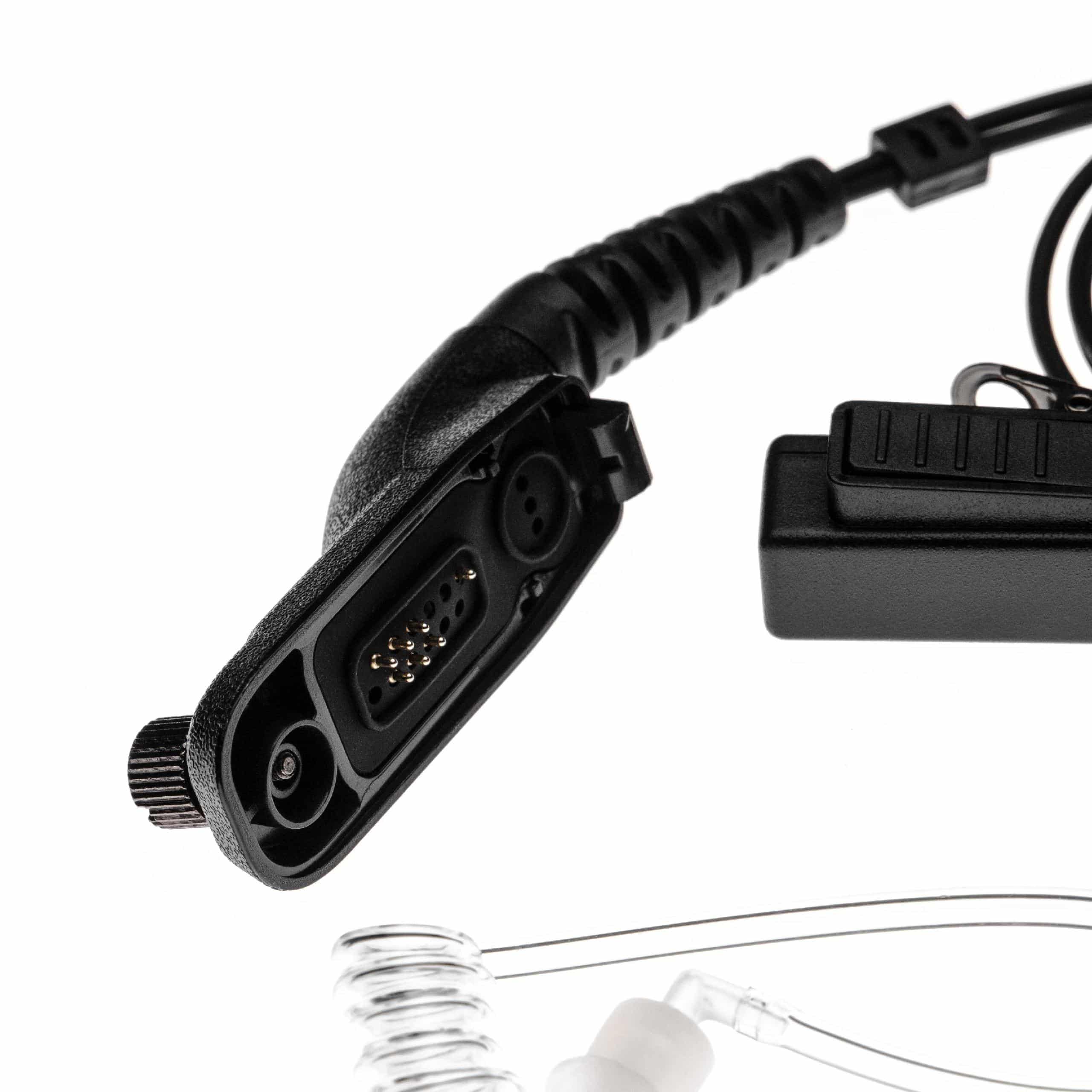 Security Radio Headset suitable for Motorola XiR P8200 - with PTT Microphone + Clip Mount + phonowire