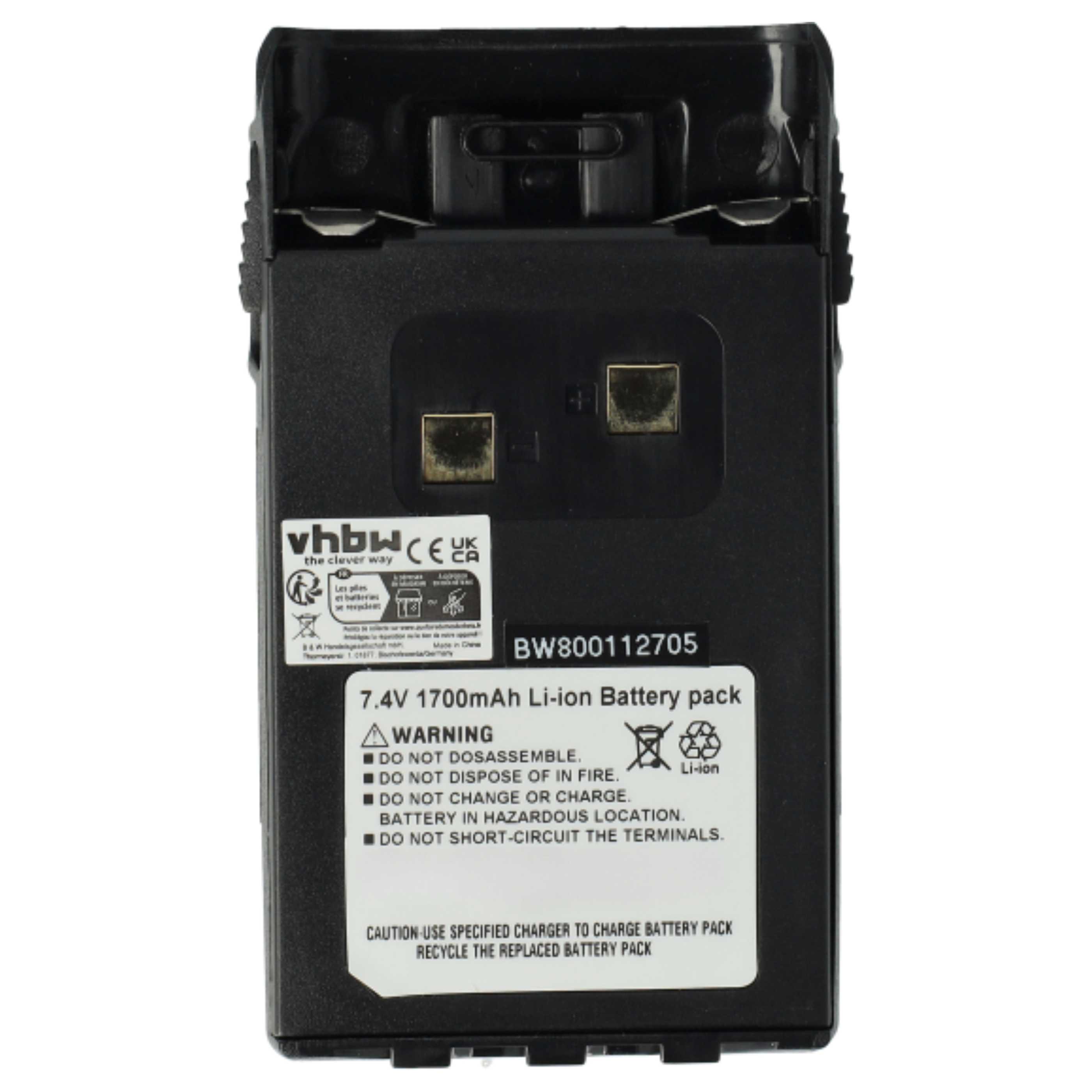 Radio 2x Battery replaces BLO-004, BLO-007, BLO-001 - 1700 mAh 7.4 V Li-Ion + Belt Clip