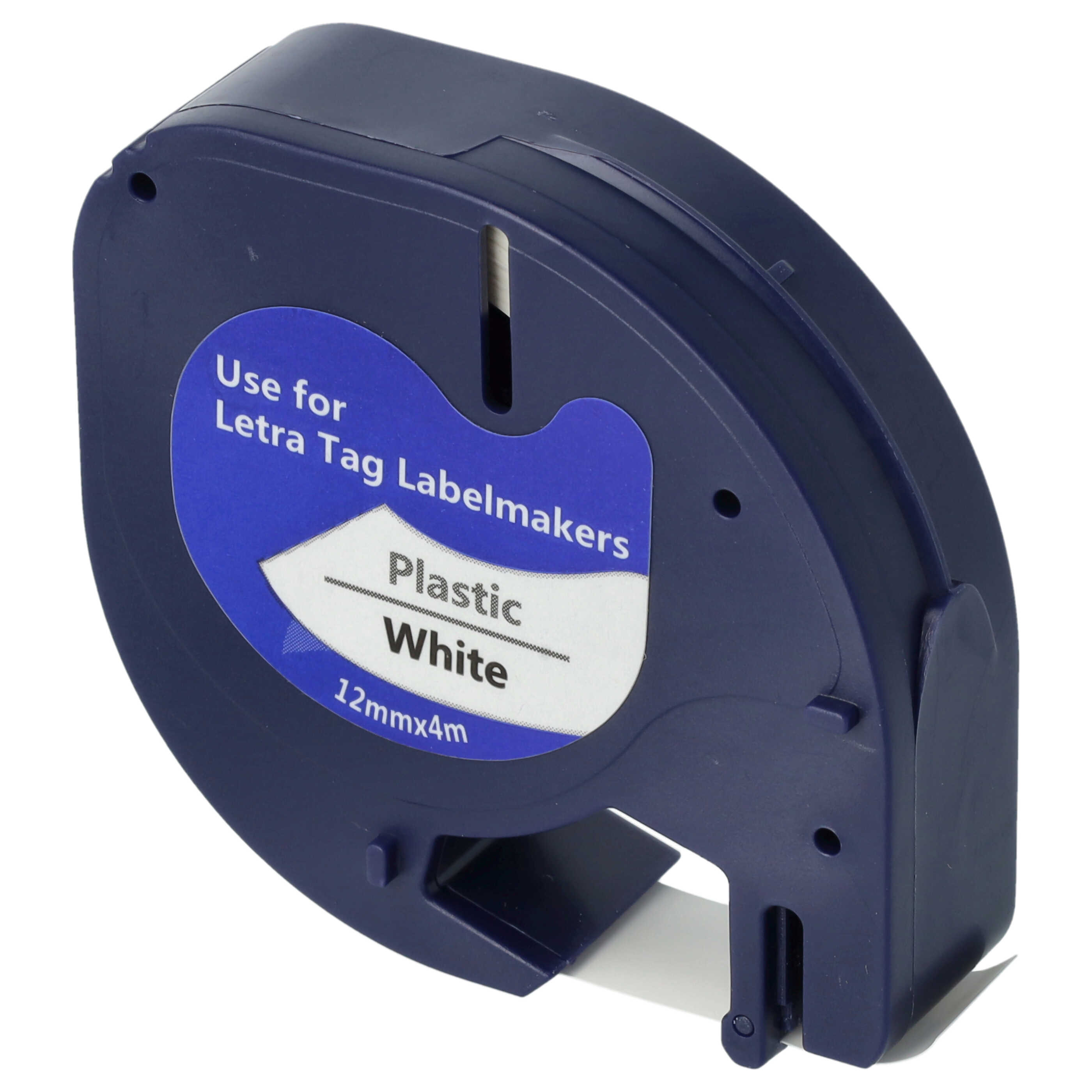 5x Label TapePlastic replaces Dymo S0721610, 91201 - 12 mm Black to White