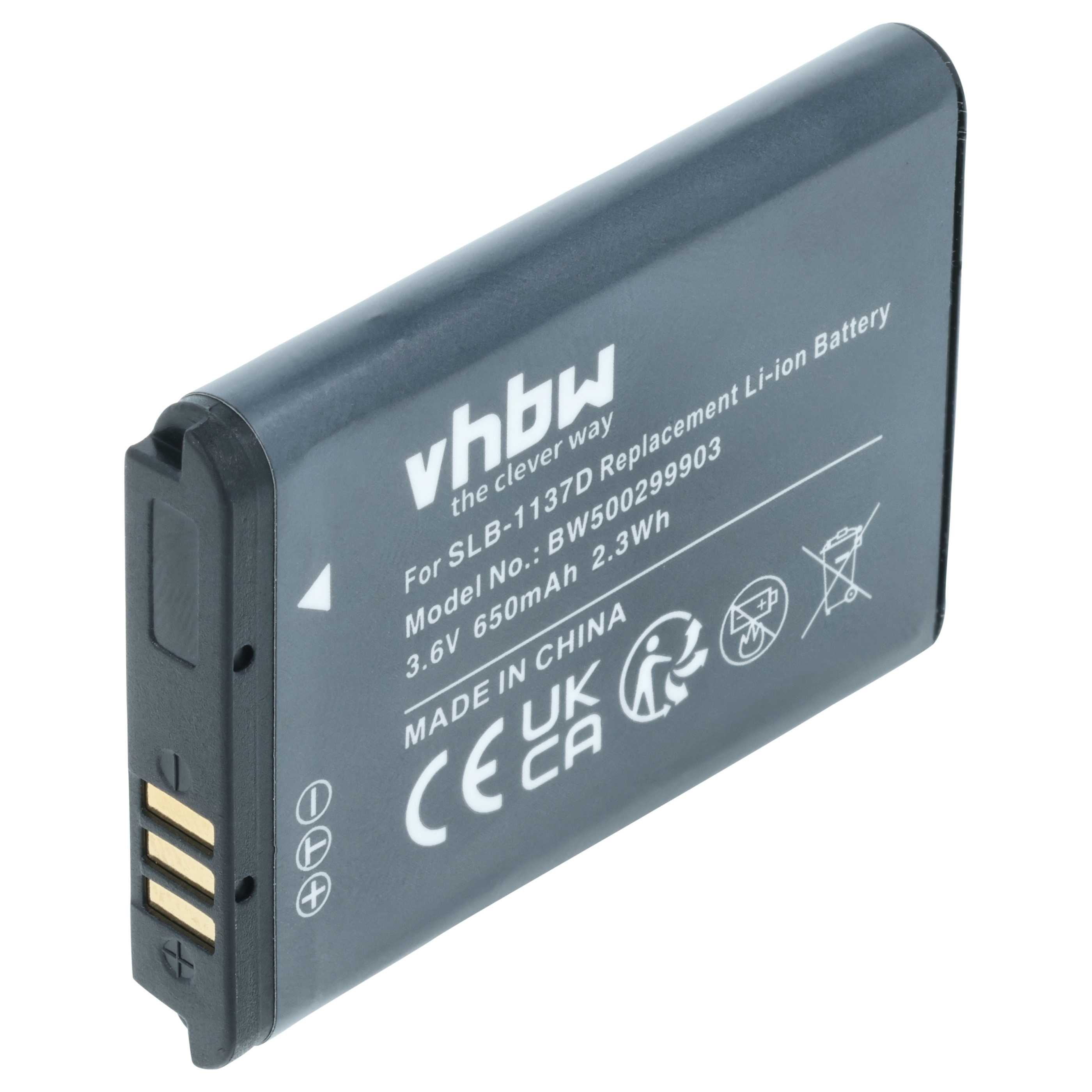 Batteria sostituisce Samsung SLB-1137d per fotocamera - 750mAh 3,6V Li-Ion