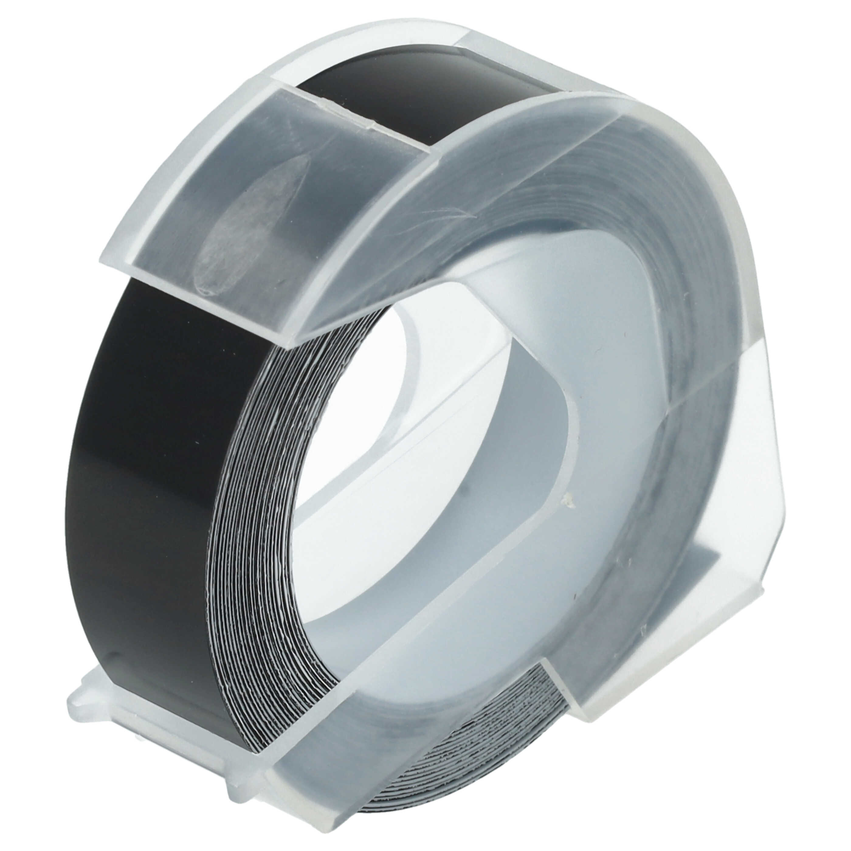 Cassette à ruban, gaufrage relief remplace Dymo 0898132 - 12mm lettrage Blanc ruban Noir