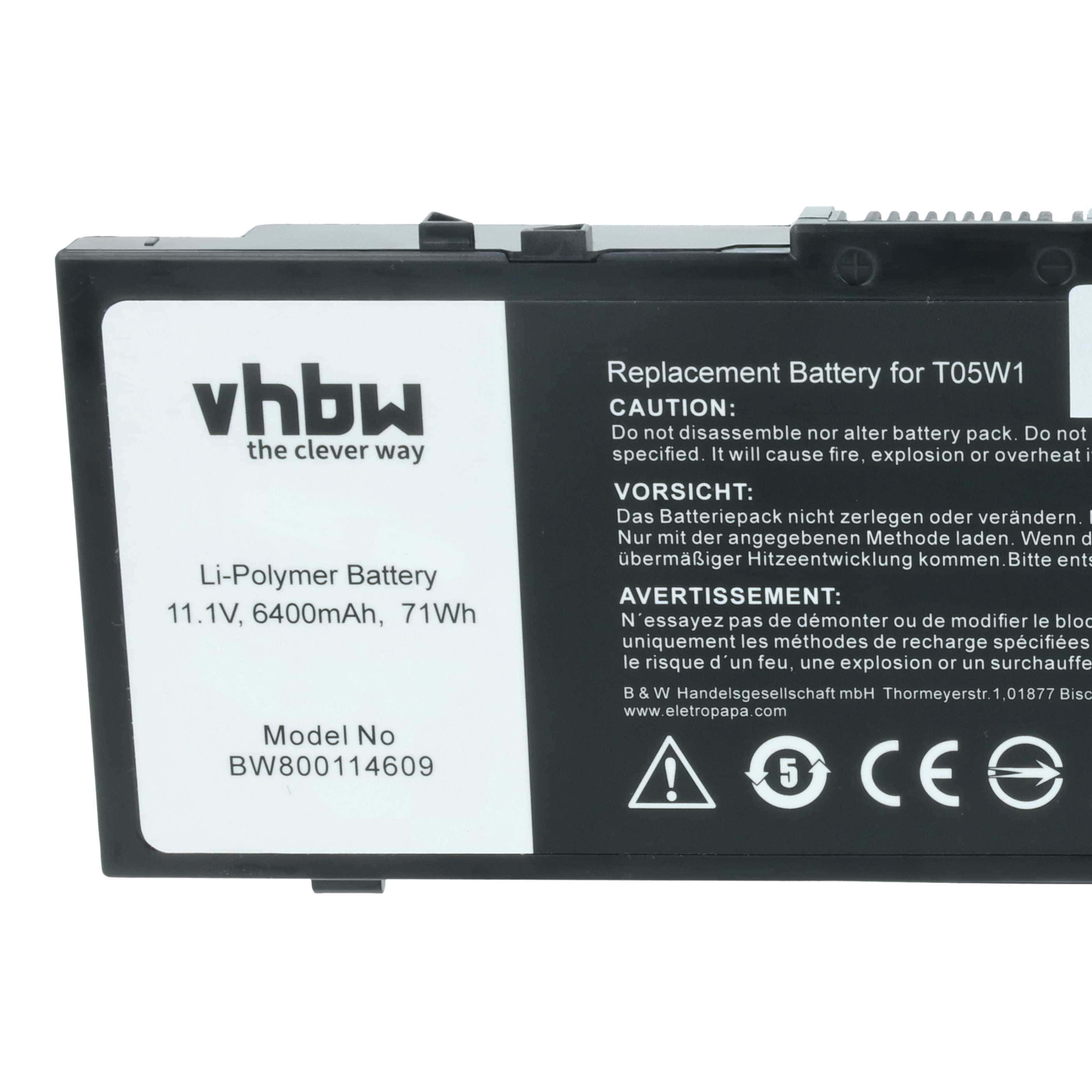Akumulator do laptopa zamiennik Dell 451-BBSF, 451-BBSB, 451-BBSE, 1G9VM, 0FNY7 - 6400 mAh 11,1 V LiPo, czarny