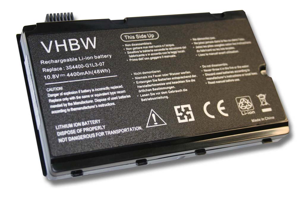 Batterie remplace 3S4400-S3S6-07 pour ordinateur portable - 4400mAh 11,1V Li-ion, noir