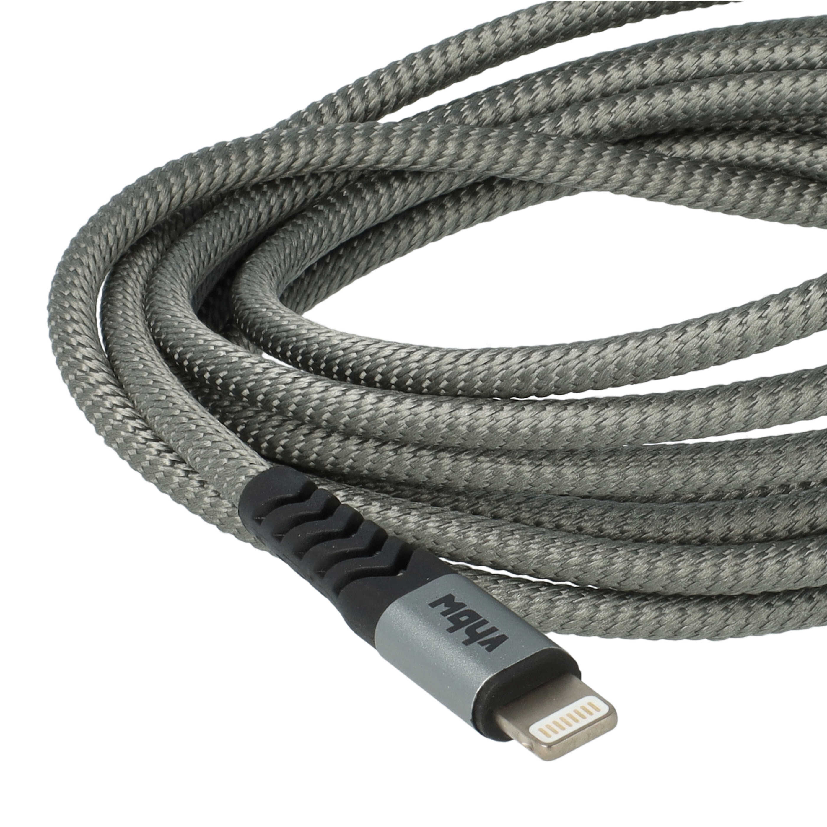 3x Lightning Kabel auf USB A passend für Apple AirPods Apple iOS Geräte - Schwarz Grau, 180cm