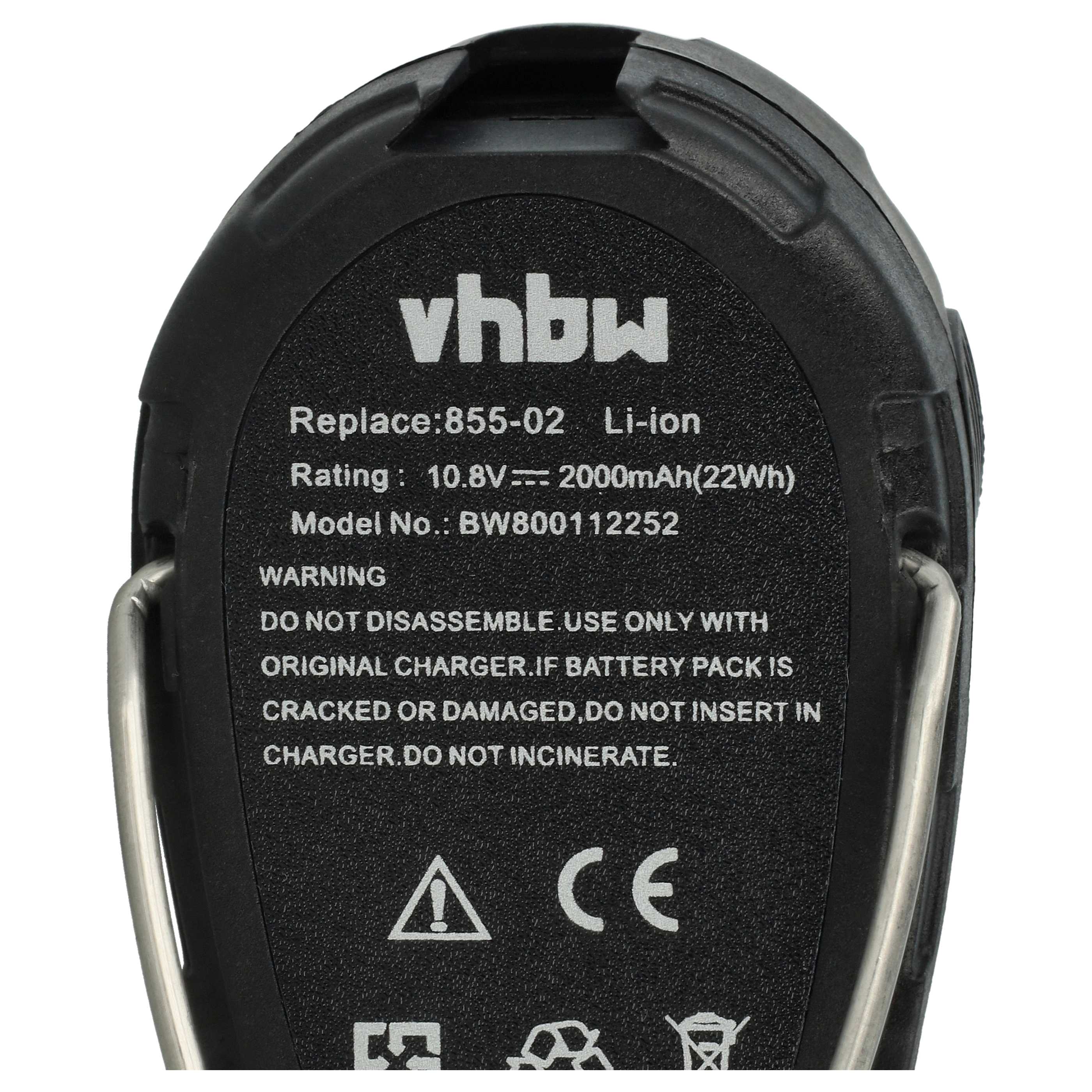 Battery replaces Dremel 757-01, 2.615.085.5JD, 26150855JD Electric Power Tool - 2000 mAh, 10.8 V, Li-Ion