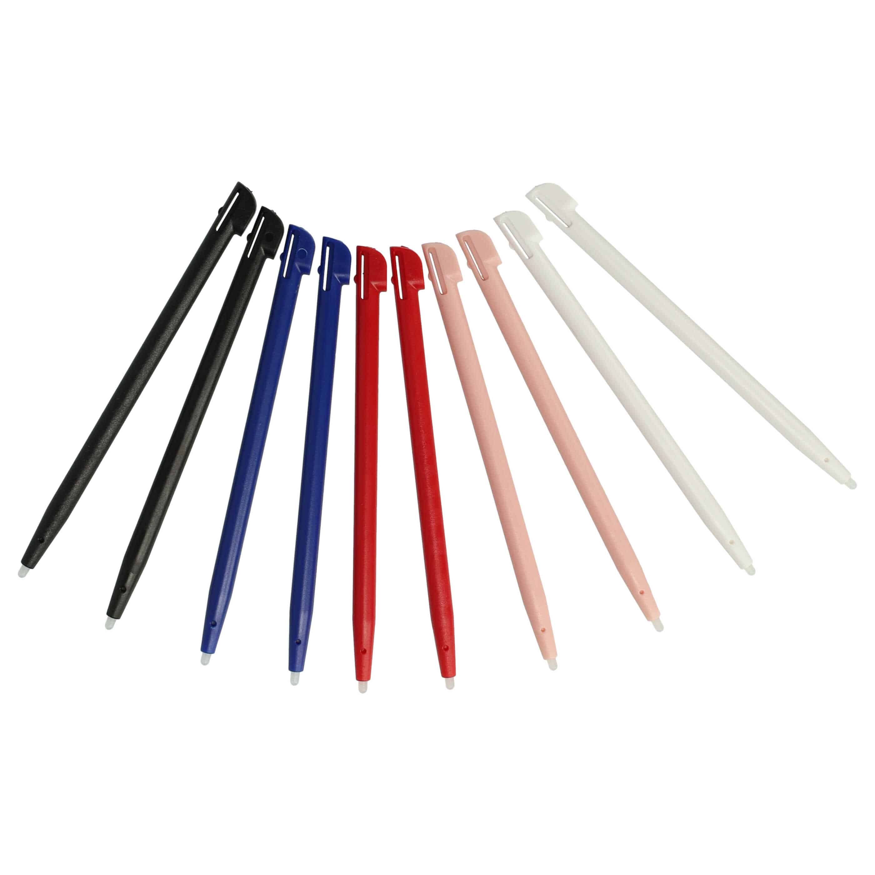 10x Touch Pens suitable for Nintendo 2DS Game Console - blue, pink, red, black, white