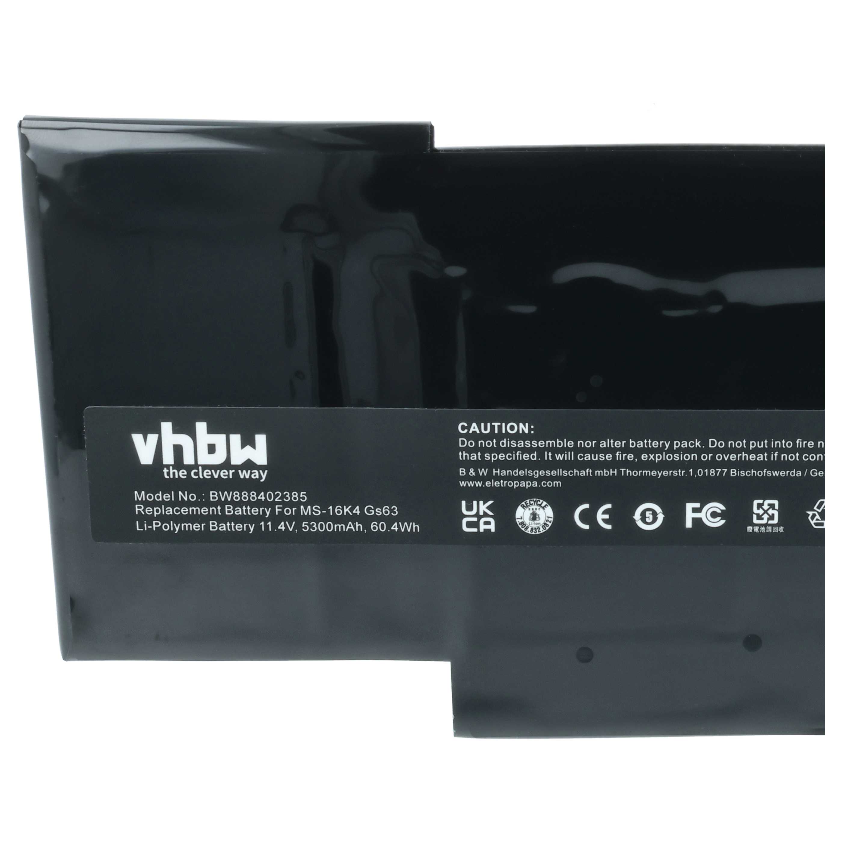 Akumulator do laptopa zamiennik MSI MS-17B1, MS-16K4, BTY-U6J, BTY-M6J, MS-17B4 - 5300 mAh 11,4 V LiPo