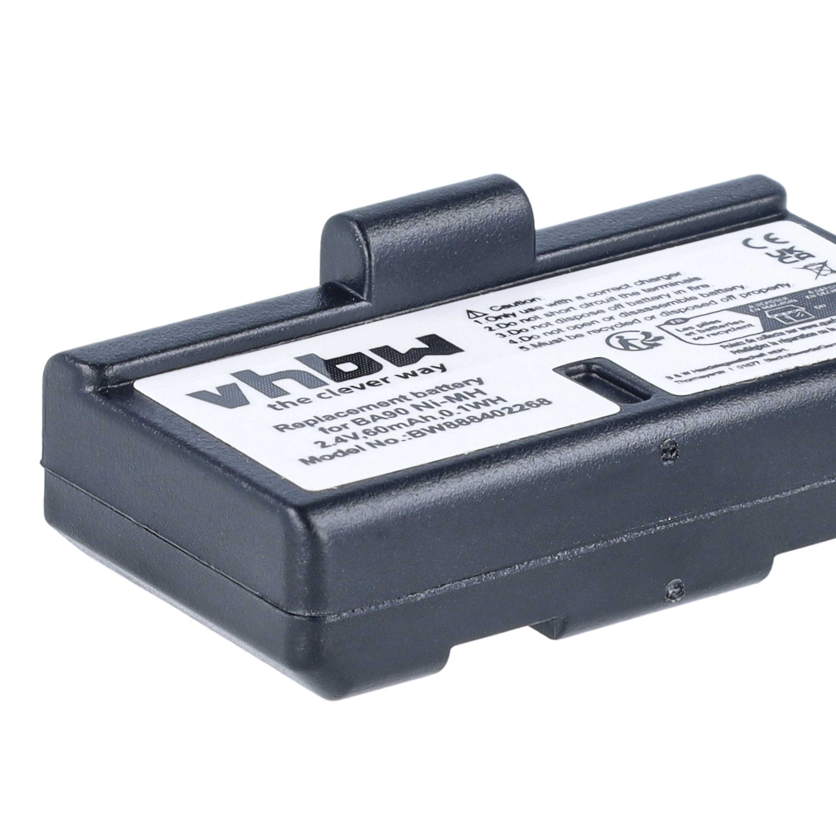 Batterie (2 pcs.) remplace Sennheiser BA90, E90, E180 casque audio Sennheiser - 60mAh 2,4V NiMH
