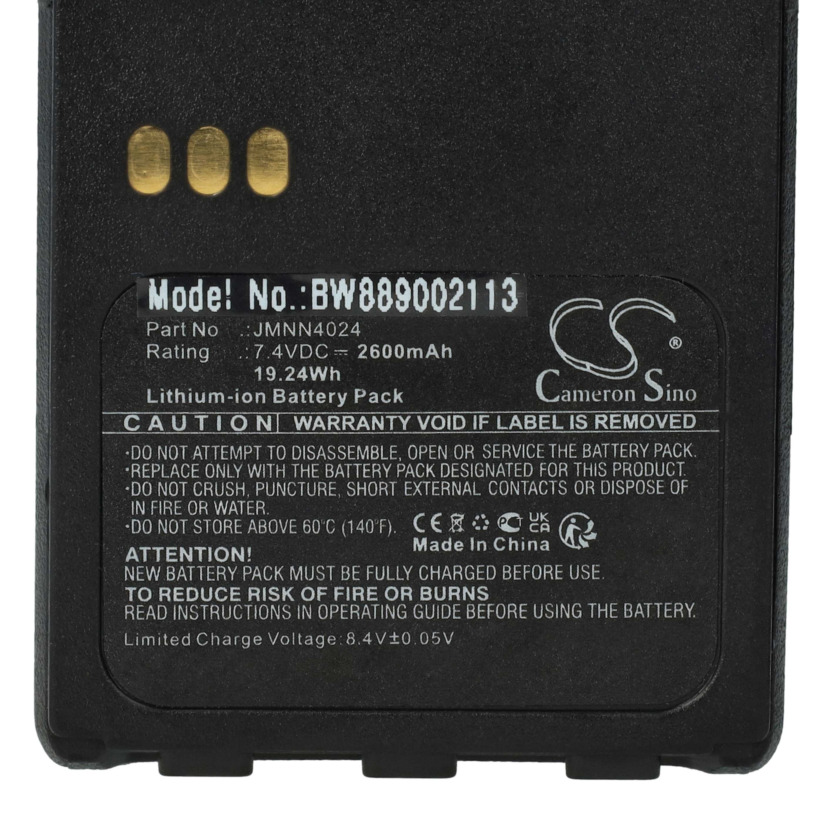 Akumulator do radiotelefonu zamiennik Motorola JMNN4023BR, JMNN4023 - 2600 mAh 7,2 V Li-Ion + klips na pasek