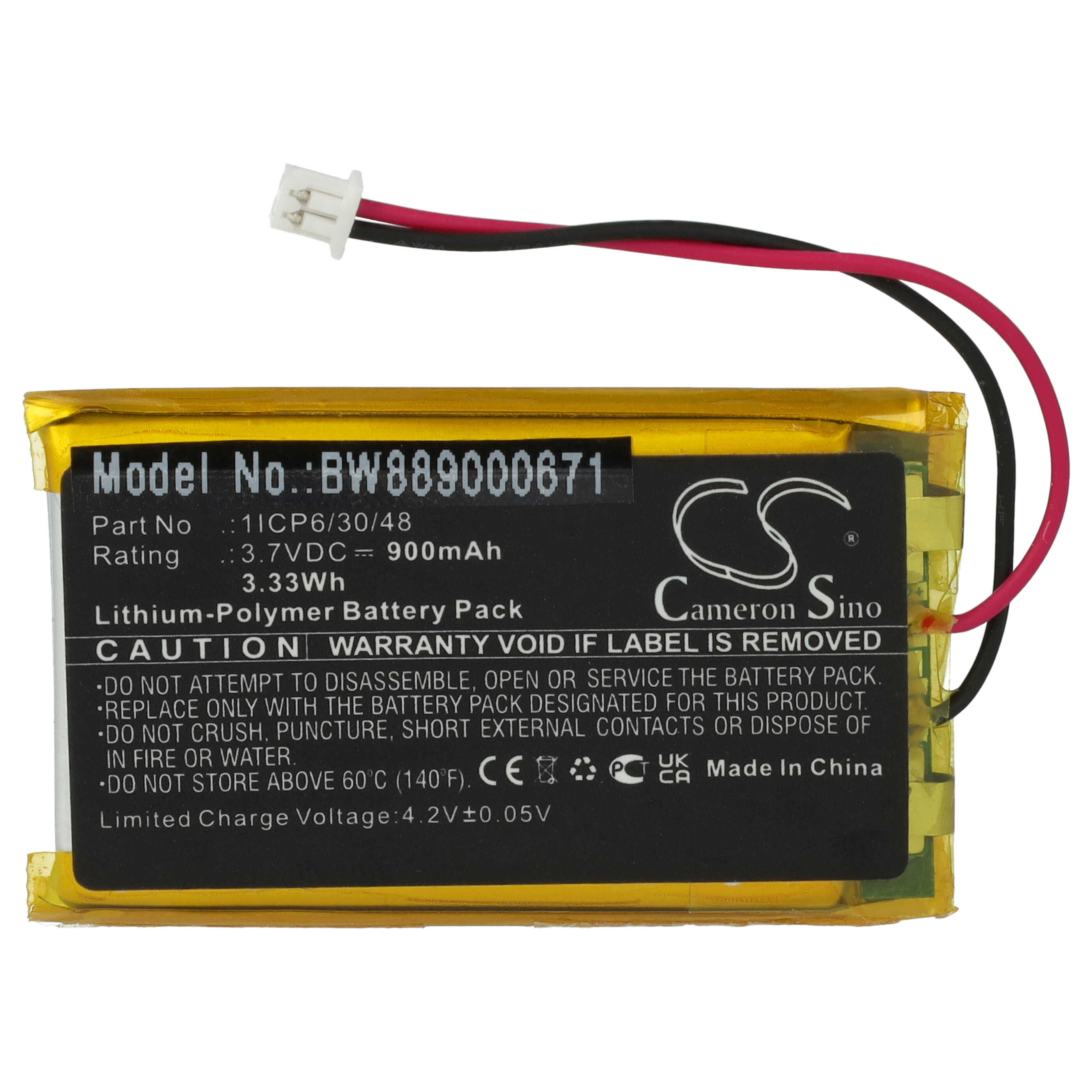Batterie remplace Sanitas 1ICP6/30/48 pour moniteur bébé - 900mAh 3,7V Li-polymère