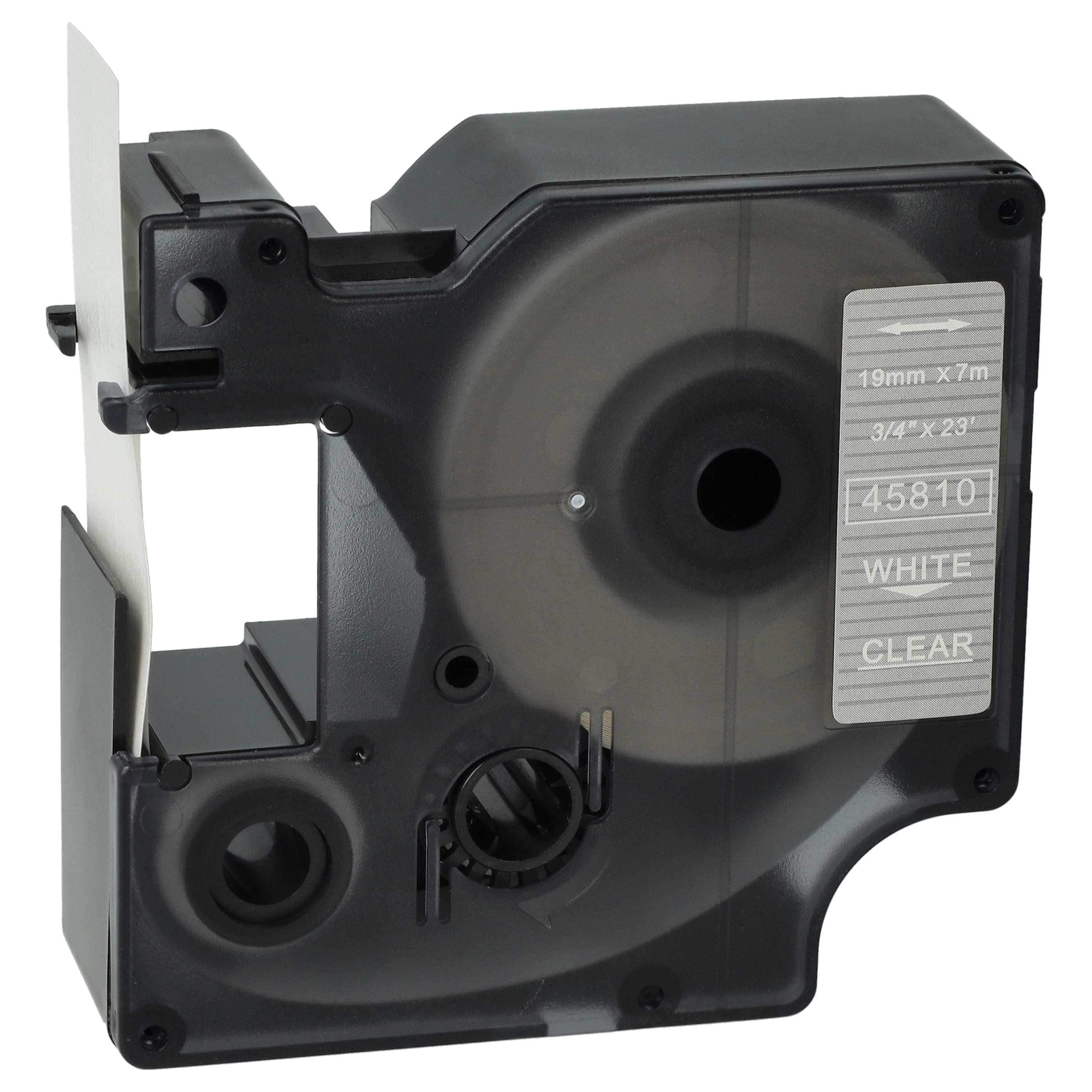 Label Tape replaces Dymo D1, 45810 - 19 mm White to Transparent