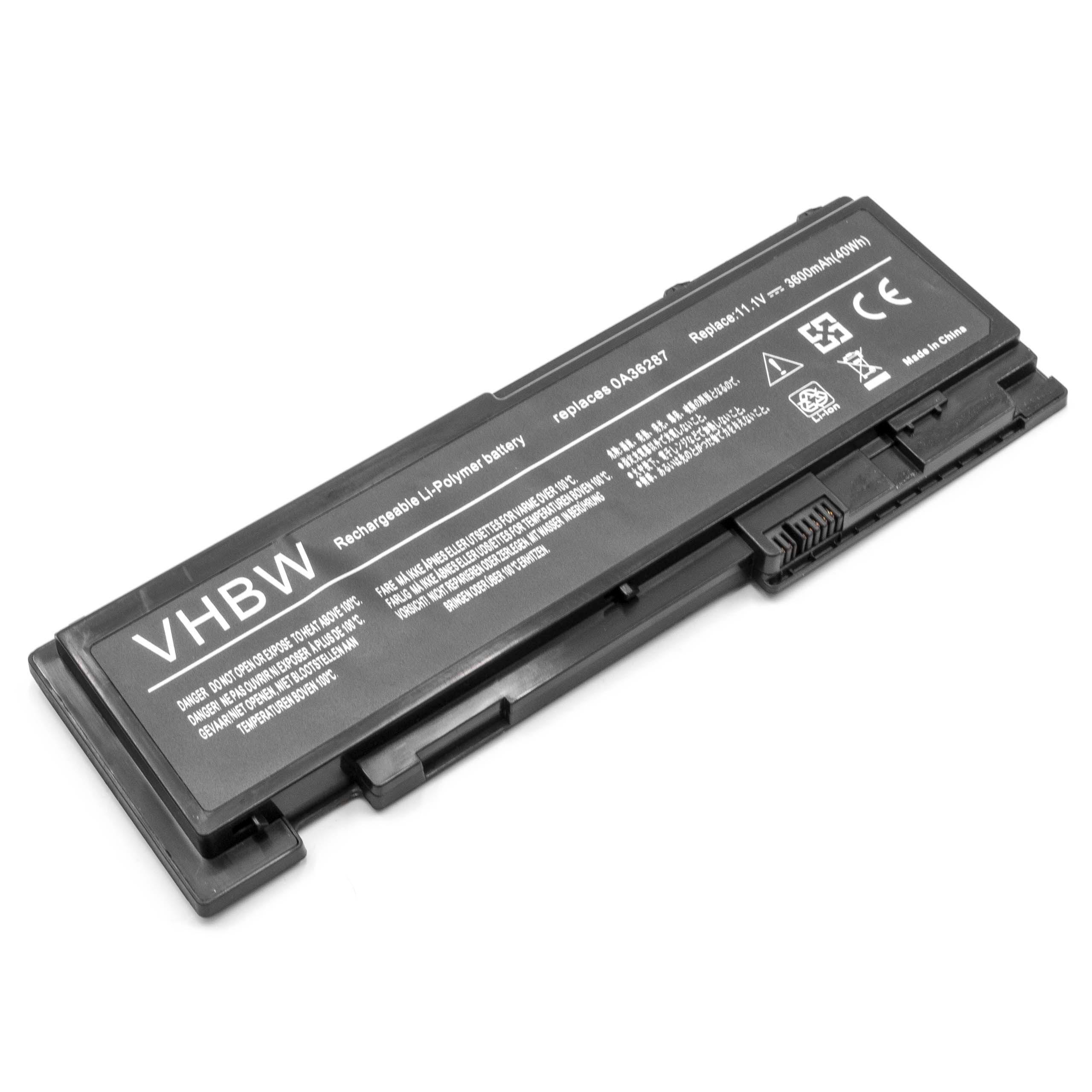 Batería reemplaza Lenovo 0A36309, 0A36287, 42T4844 para notebook Lenovo - 3600 mAh 11,1 V Li-poli negro