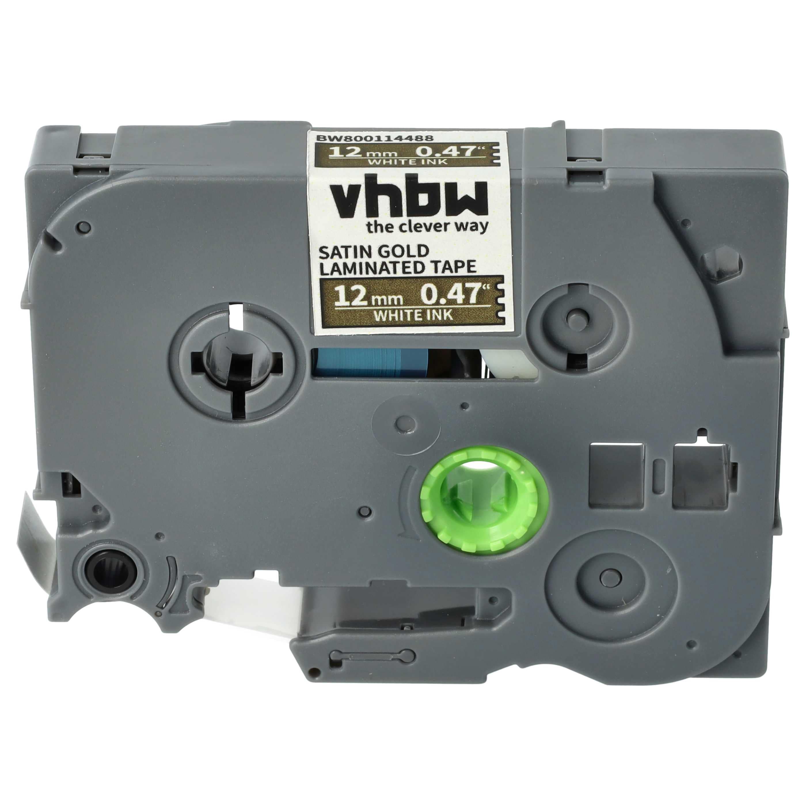 Label Tape replaces Brother TZ-MQ835, TZE-MQ835 - 12 mm White to Satin-Gold
