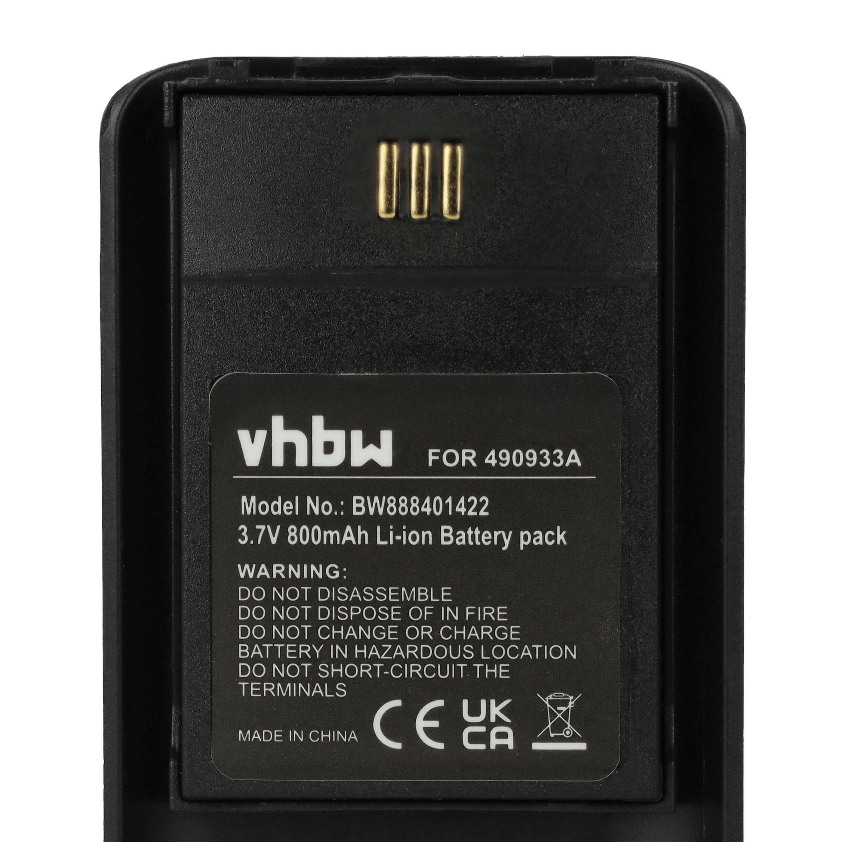 Batterie remplace Ascom 490933A, 660497 pour téléphone Innovaphone - 800mAh 3,7V Li-ion