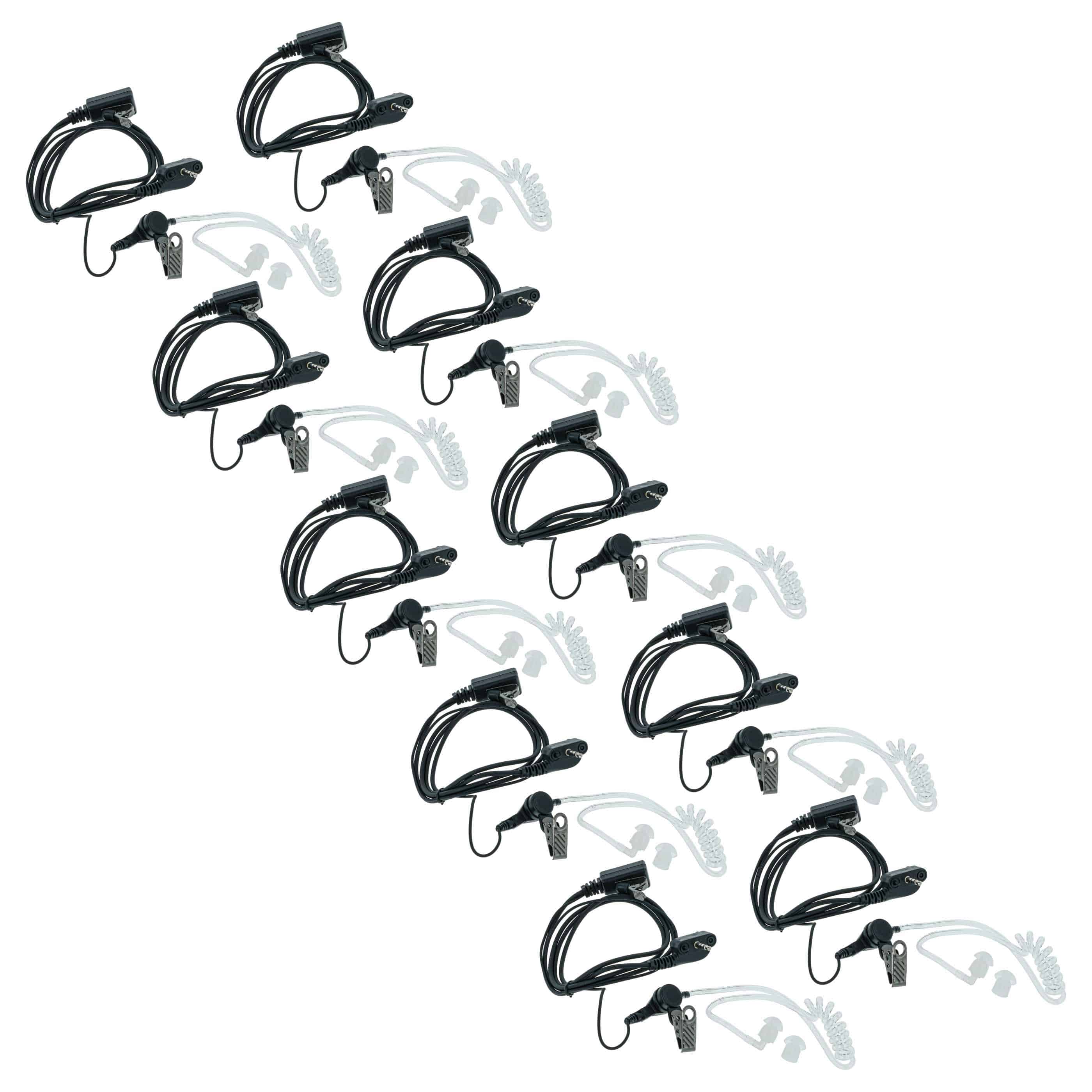 10x Security Radio Headset suitable for Yaesu Vertex VX-130 - "Take Call Button", Clip Mount + Phono Cable