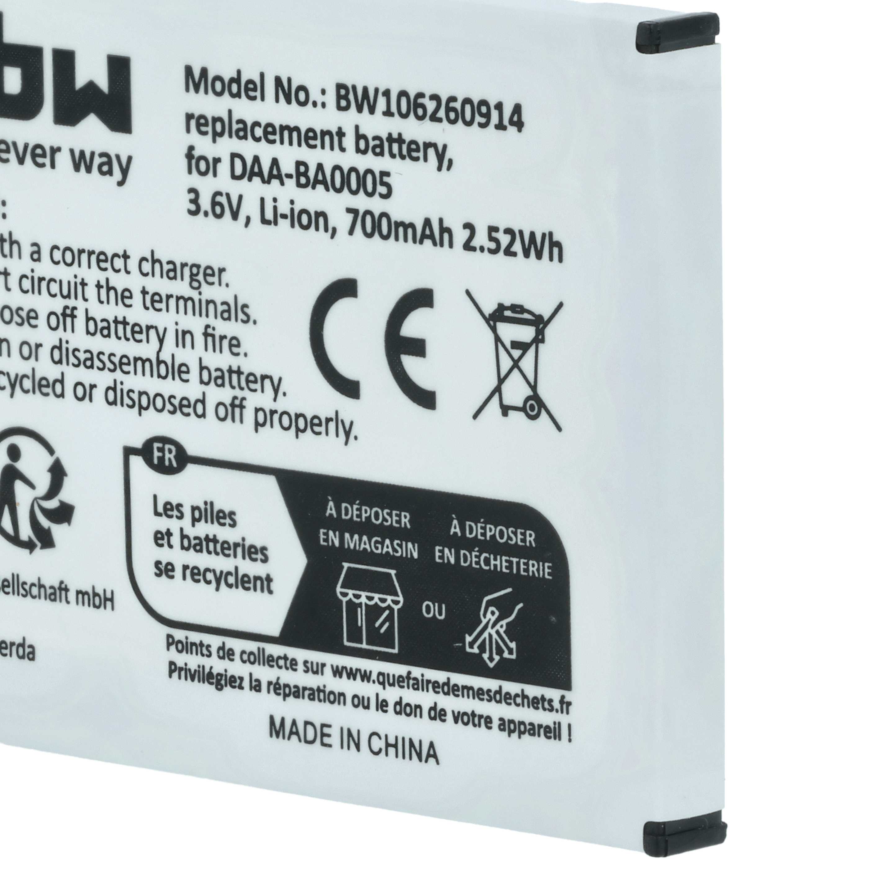 MP3-Player 2x Battery for Creative - 700 mAh 3.7 V Li-Ion