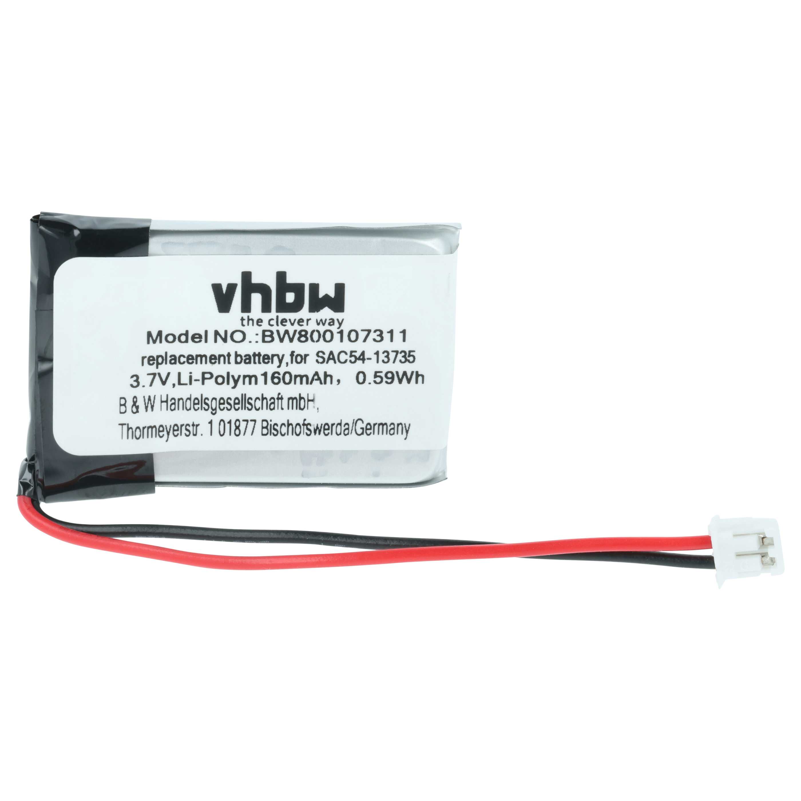 Batteria collare per collare per cani sostituisce SAC54-13735 - 160mAh 3,7V Li-Poly