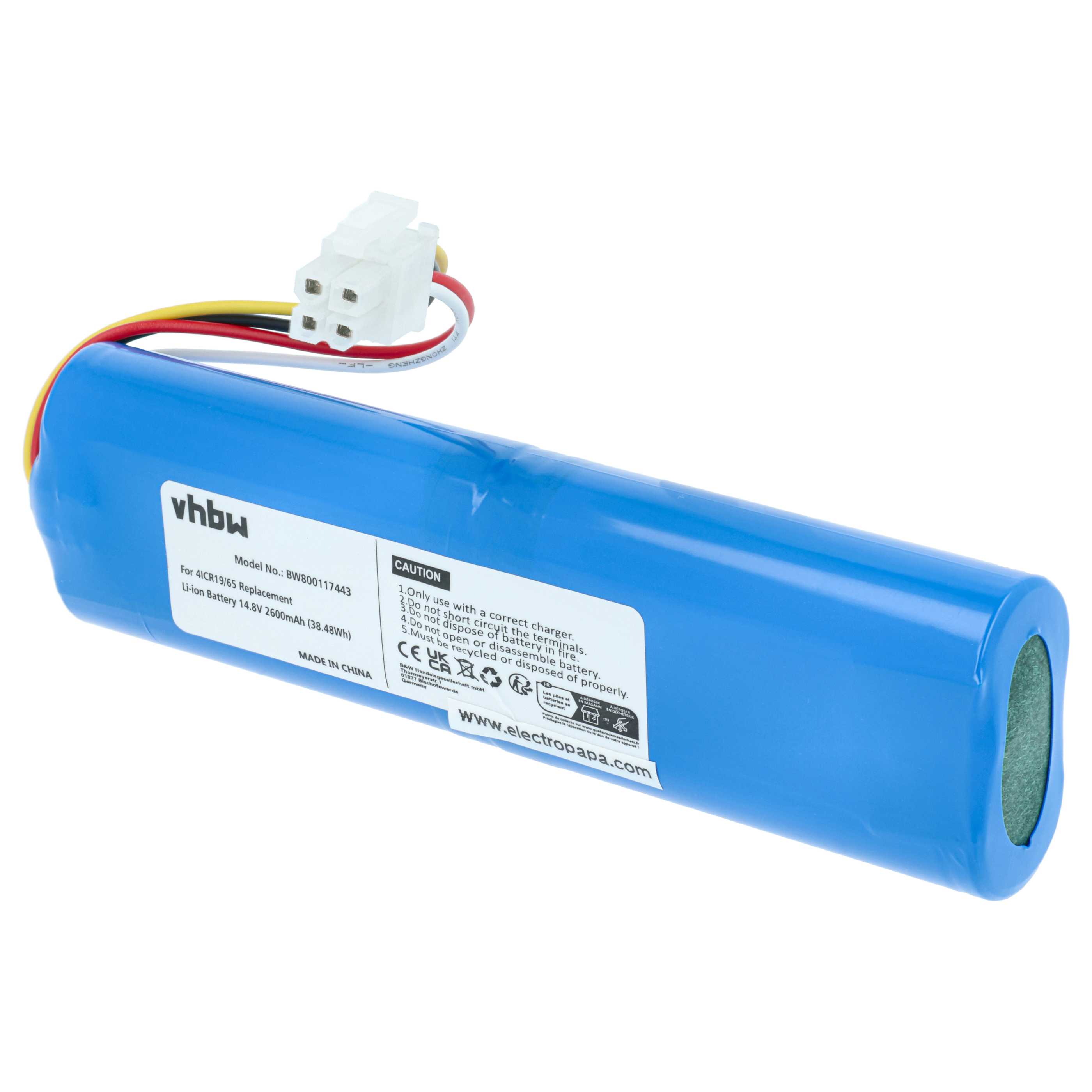 Battery replaces Philips 4ICR19/65, CP0111/01 for Philips 2600mAh, 14.8V, Li-Ion
