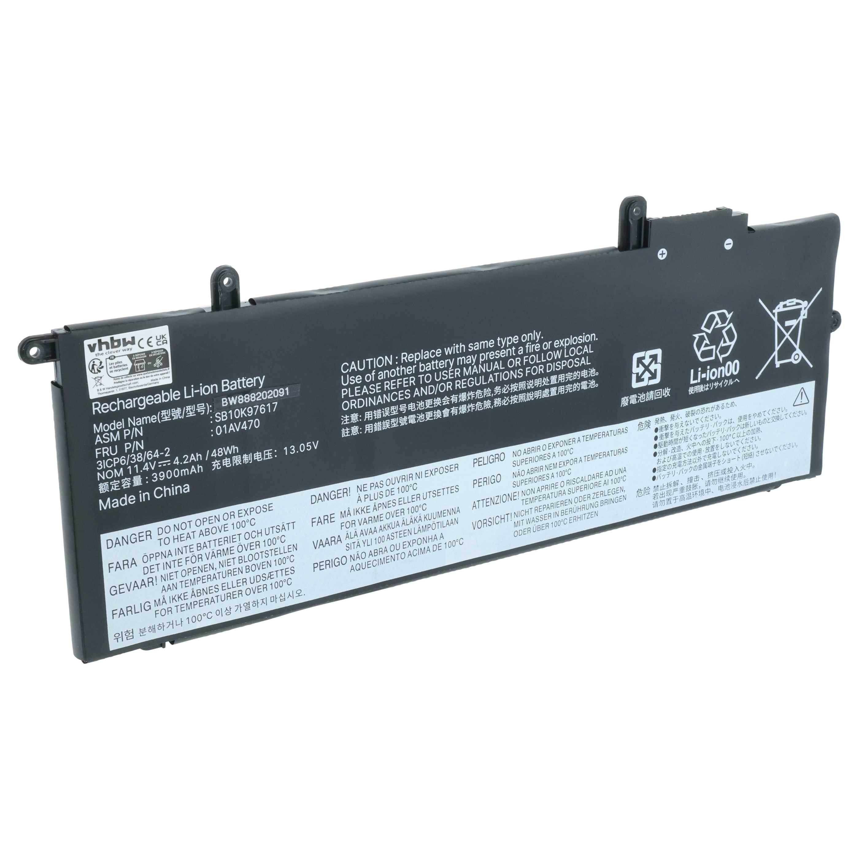 Akumulator do laptopa zamiennik Lenovo 01AV431, 01AV472, 01AV470, 01AV471 - 4050 mAh 11,46 V LiPo, czarny