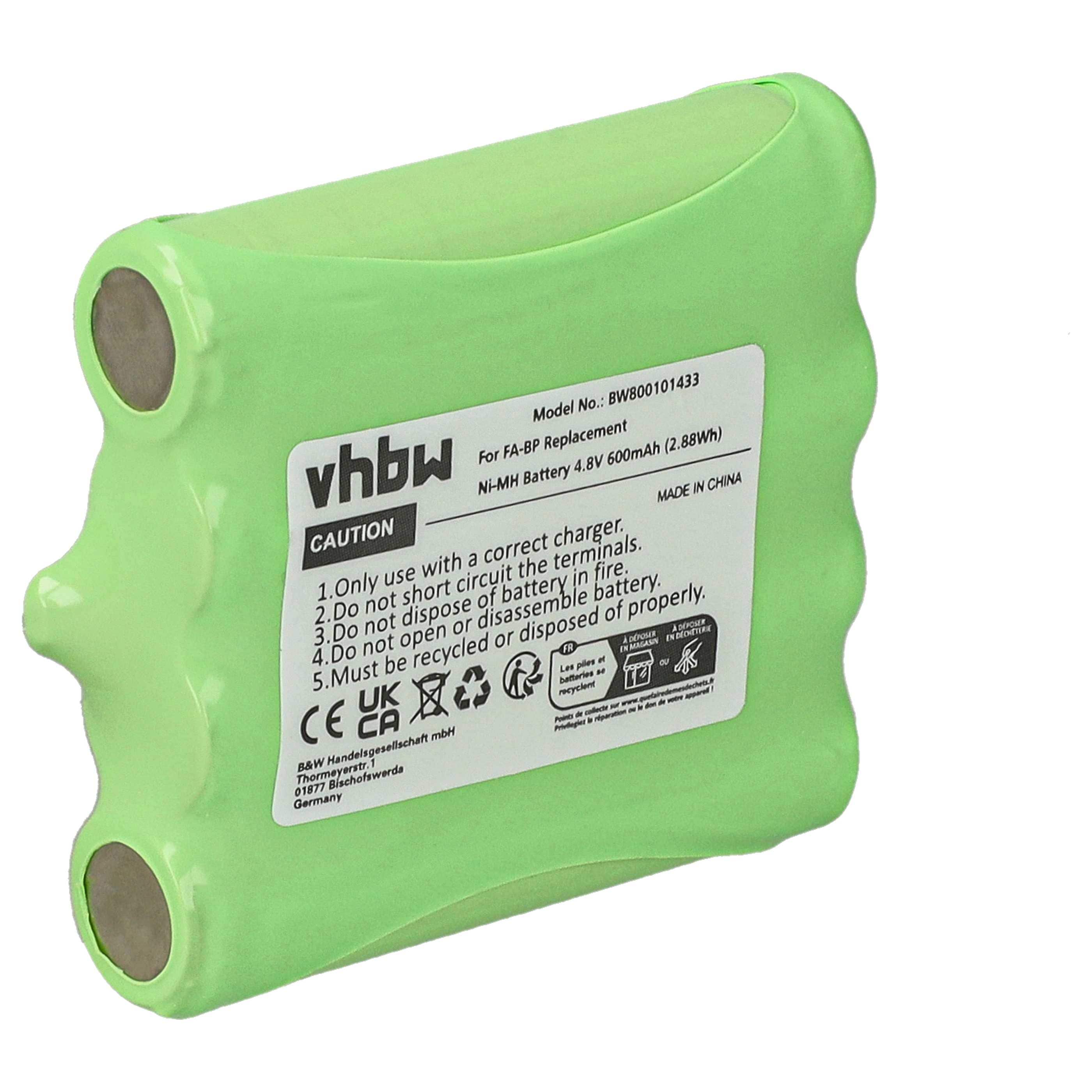 Radio Battery replaces Cobra FA-BP, GA-CT, GA-CR, GA-CM, FA-CK - 600 mAh 4.8 V NiMH