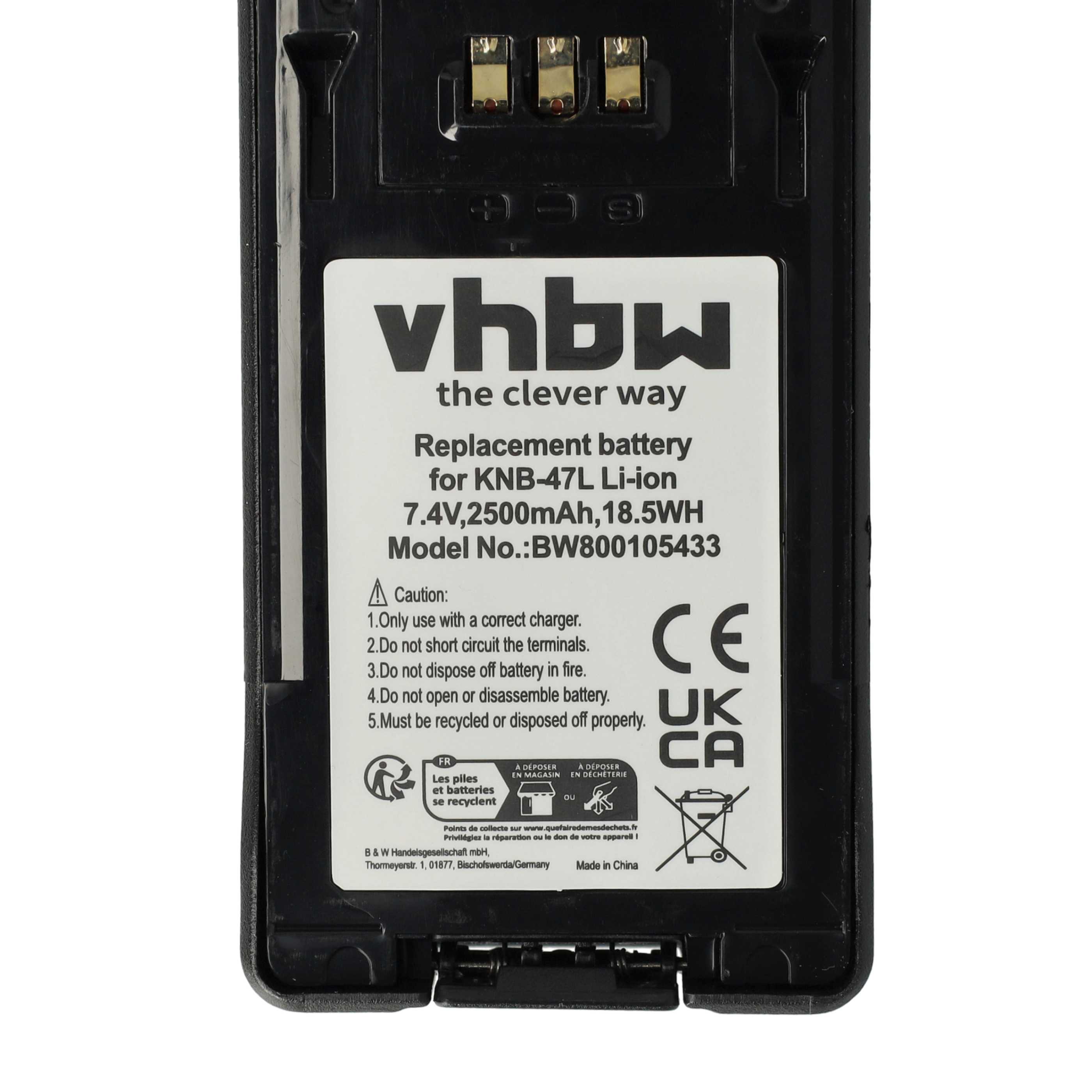 Radio 2x Battery replaces Kenwood KNB-47L, KNB-50NC, KNB-48L, KNB-48, KNB-47 - 2500 mAh 7.4 V Li-Ion