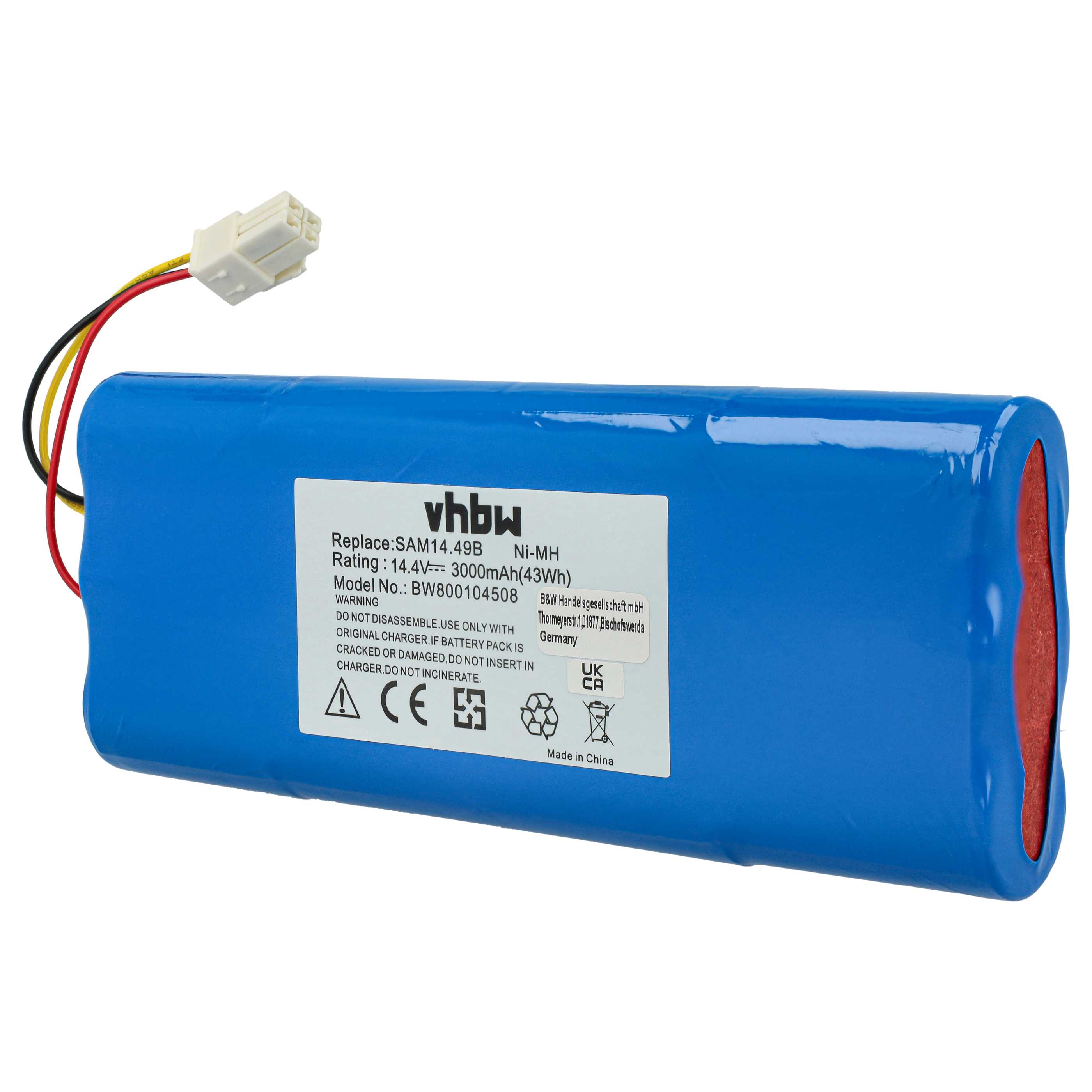 Battery replaces Samsung SAM14.49B for Samsung 3000mAh, 14.4V, NiMH