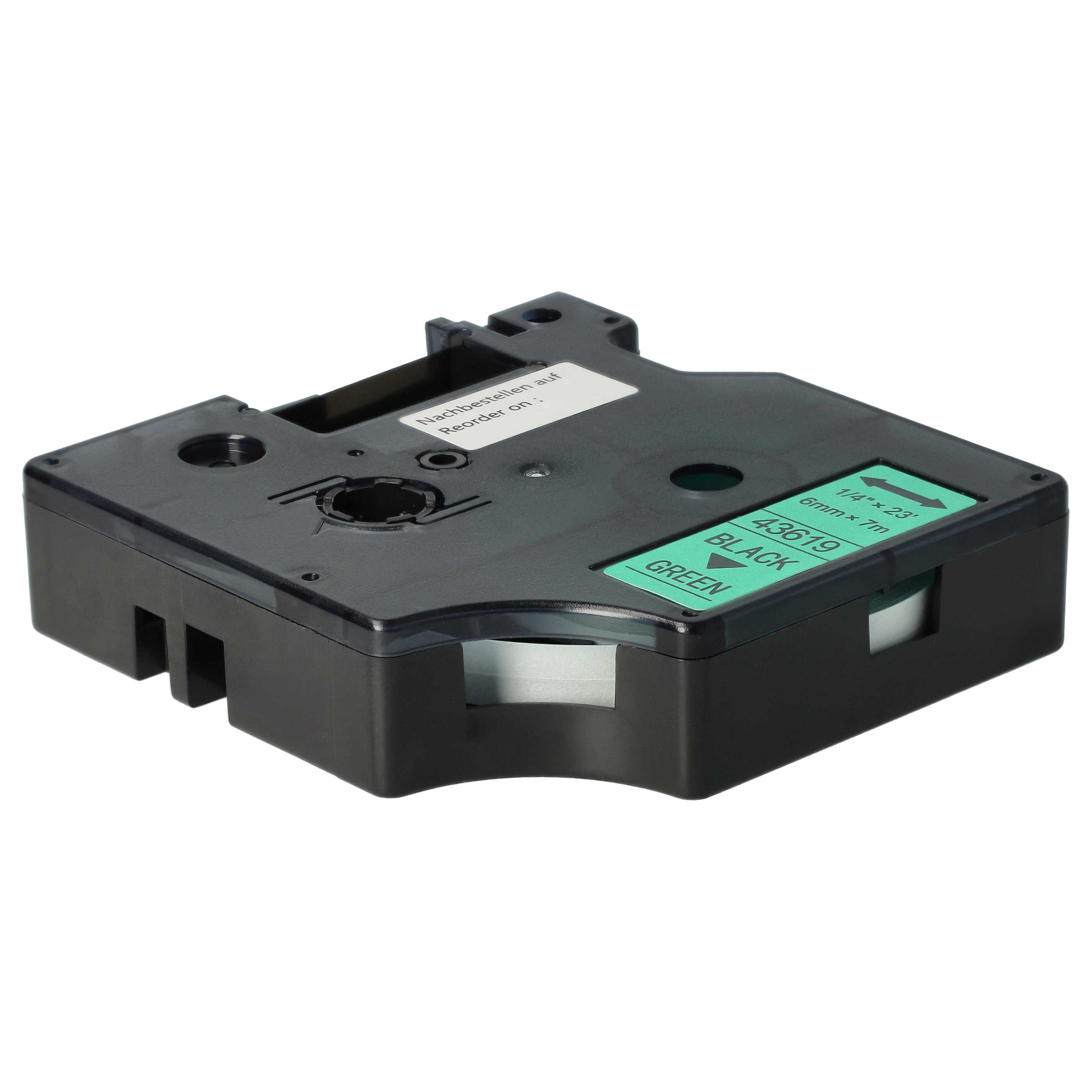 Label Tape replaces Dymo 43619, D1 - 6 mm Black to Green