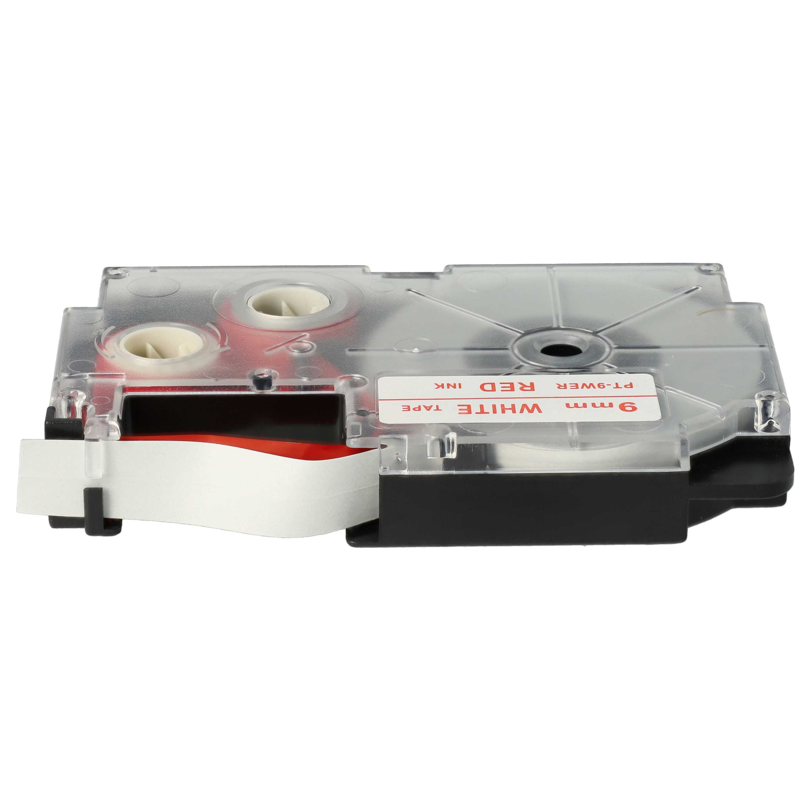 Label Tape replaces Casio XR-9WER1, XR-9WER - 9 mm Red to White