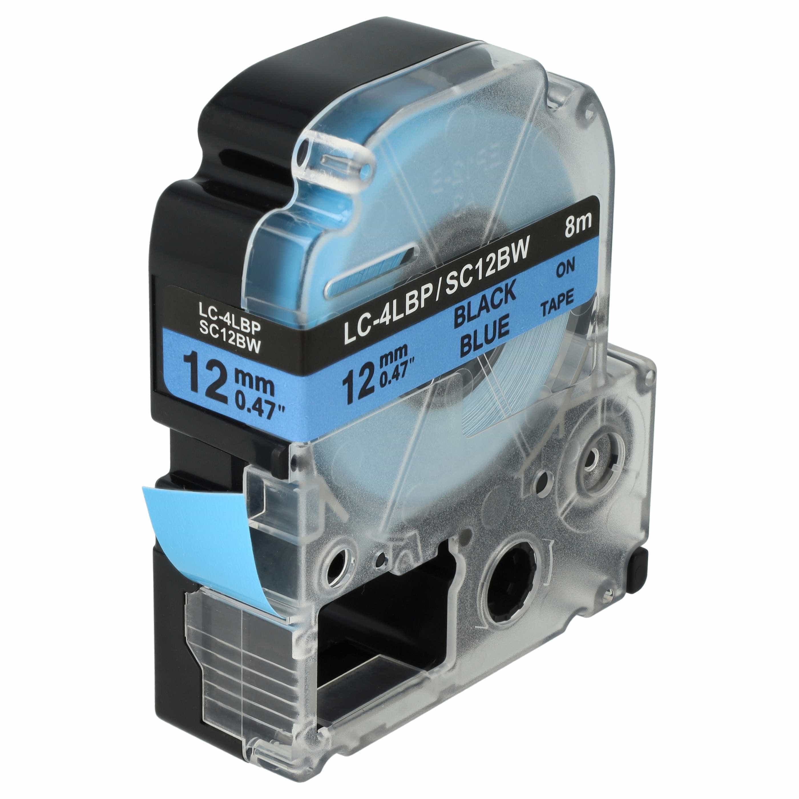 Label Tape replaces Epson LC-4LBP - 12 mm Black to Blue