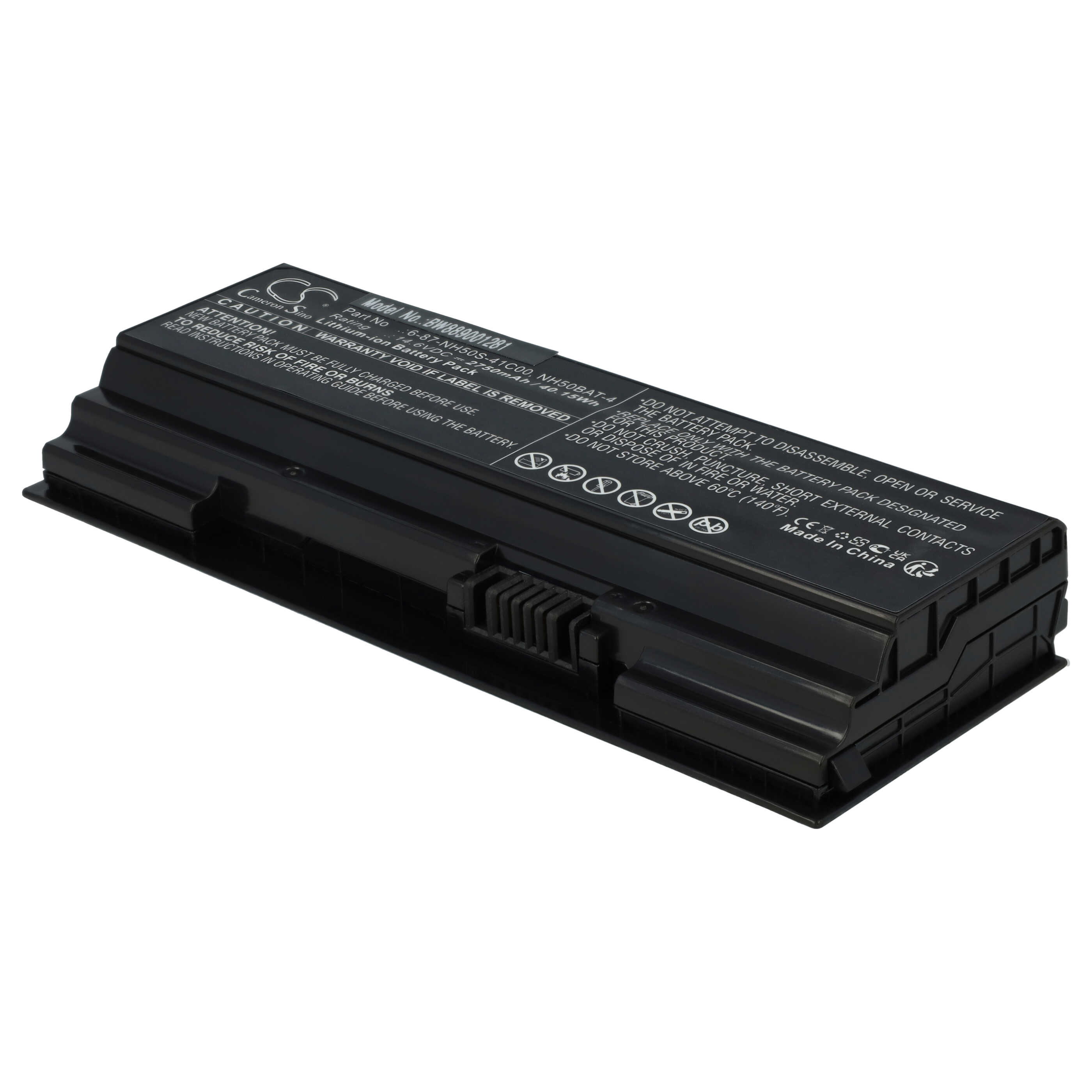 Batterie remplace Clevo NH50BAT-4, 6-87-NH50S-41C00 pour ordinateur portable - 2750mAh 14,6V Li-ion