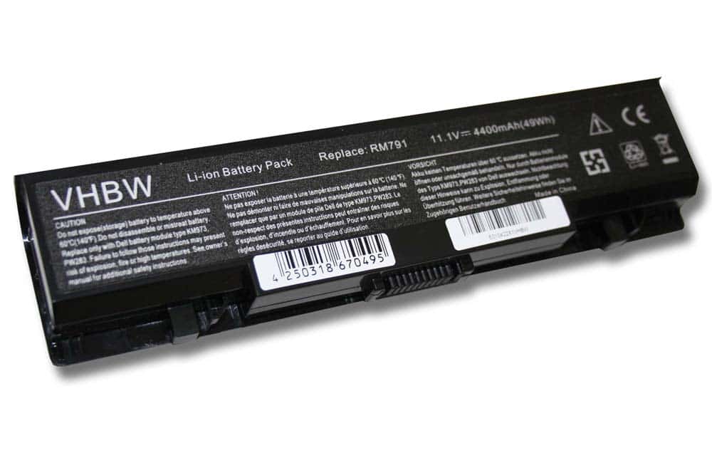 Batterie remplace Dell 312-0711, 312-0712, 312-0708 pour ordinateur portable - 4400mAh 11,1V Li-ion, noir