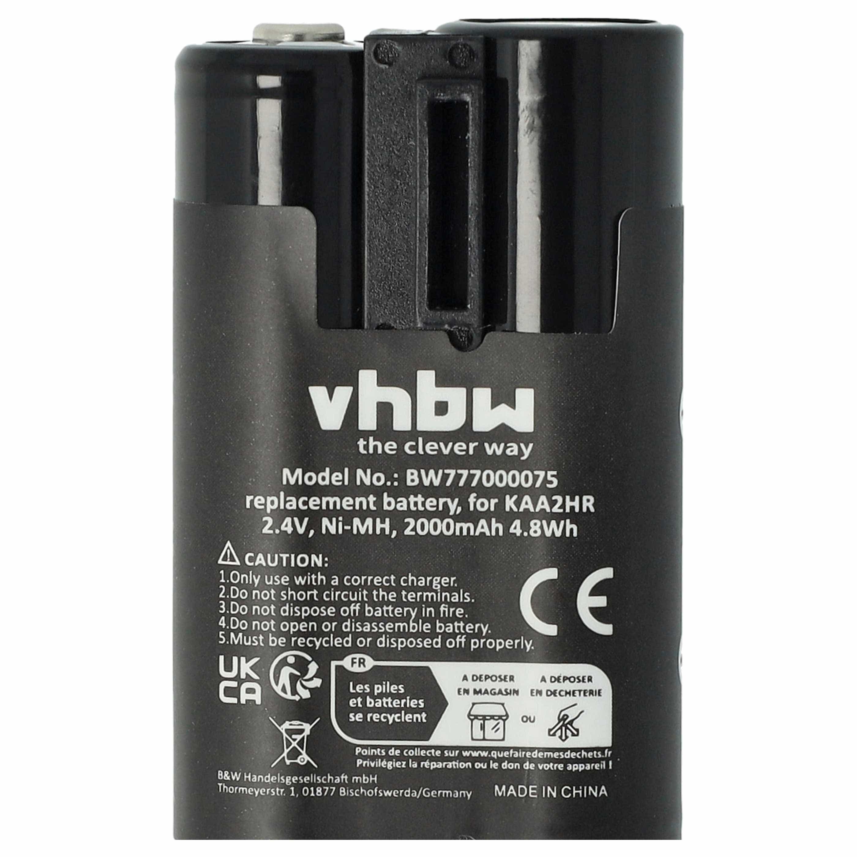 3x Battery replaces Kodak KAA2HR - 2000mAh, 2.4V, NiMH