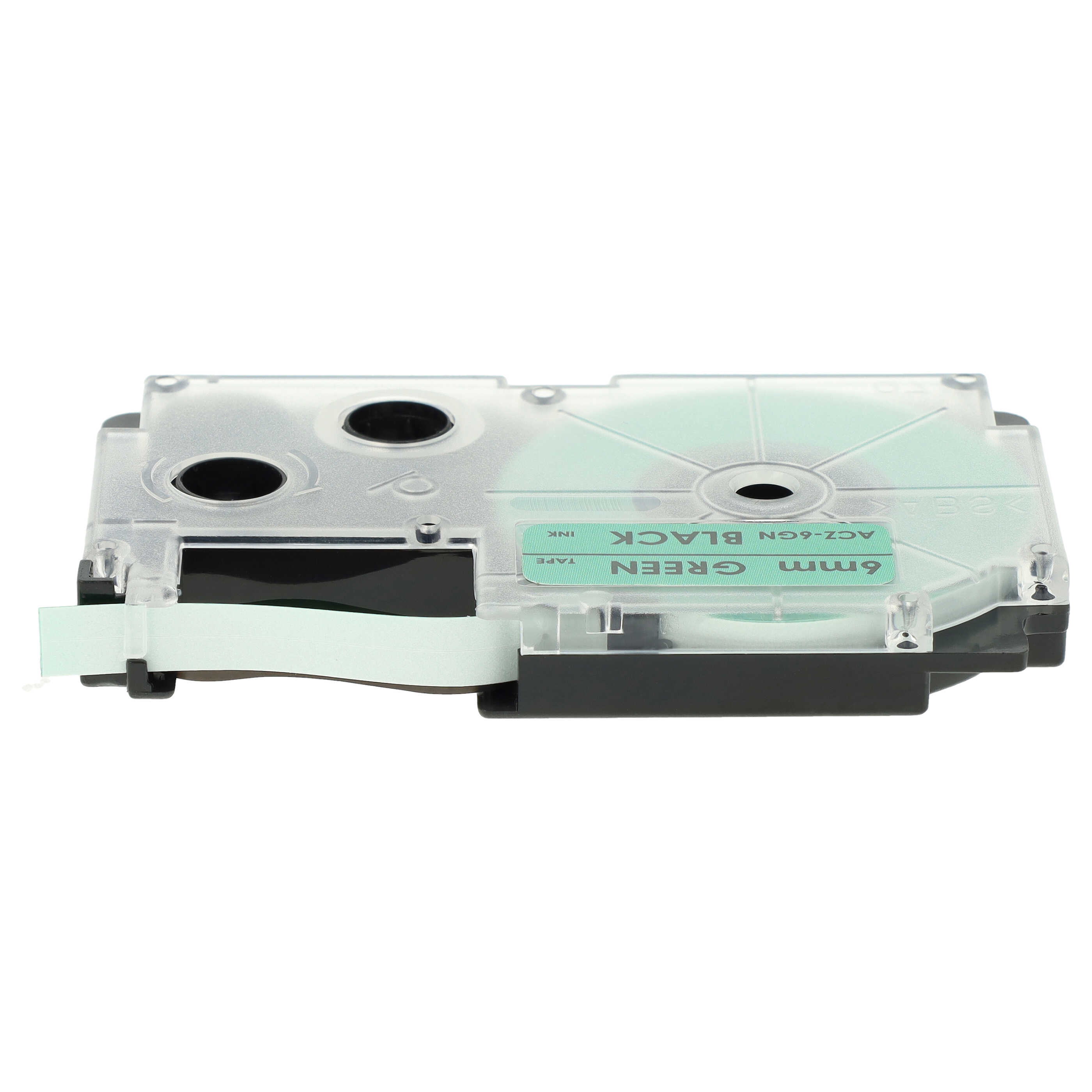 Label Tape as Replacement for Casio XR-6GN, XR-6GN1 - 6 mm Black to Green