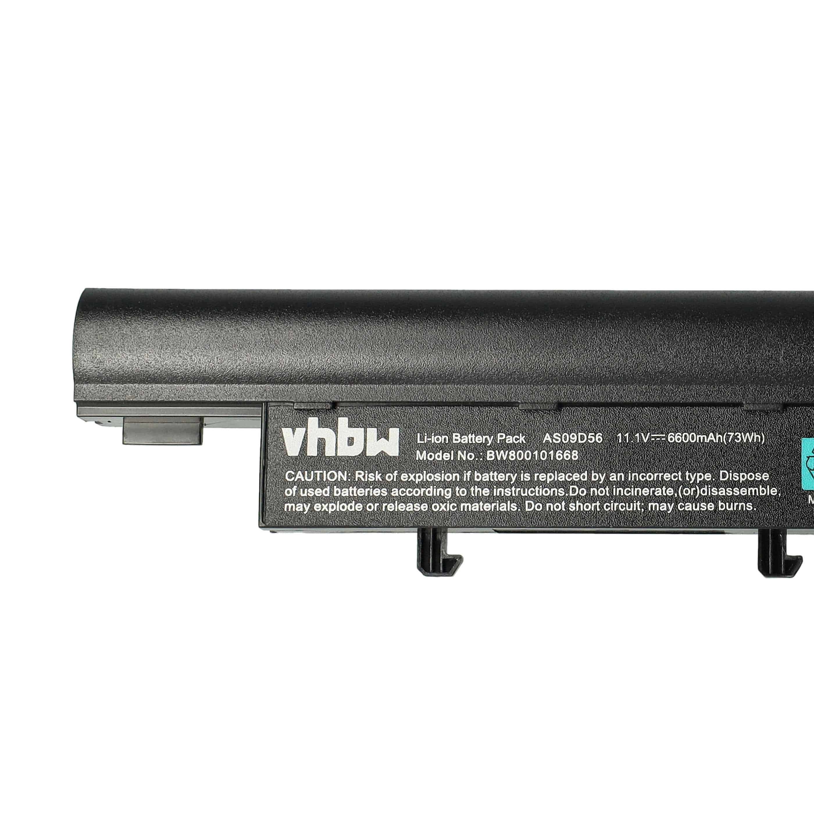 Notebook Battery Replacement for Acer 3UR18650-2-T0408, 934T4070H, AS09D31 - 6600mAh 11.1V Li-Ion, black