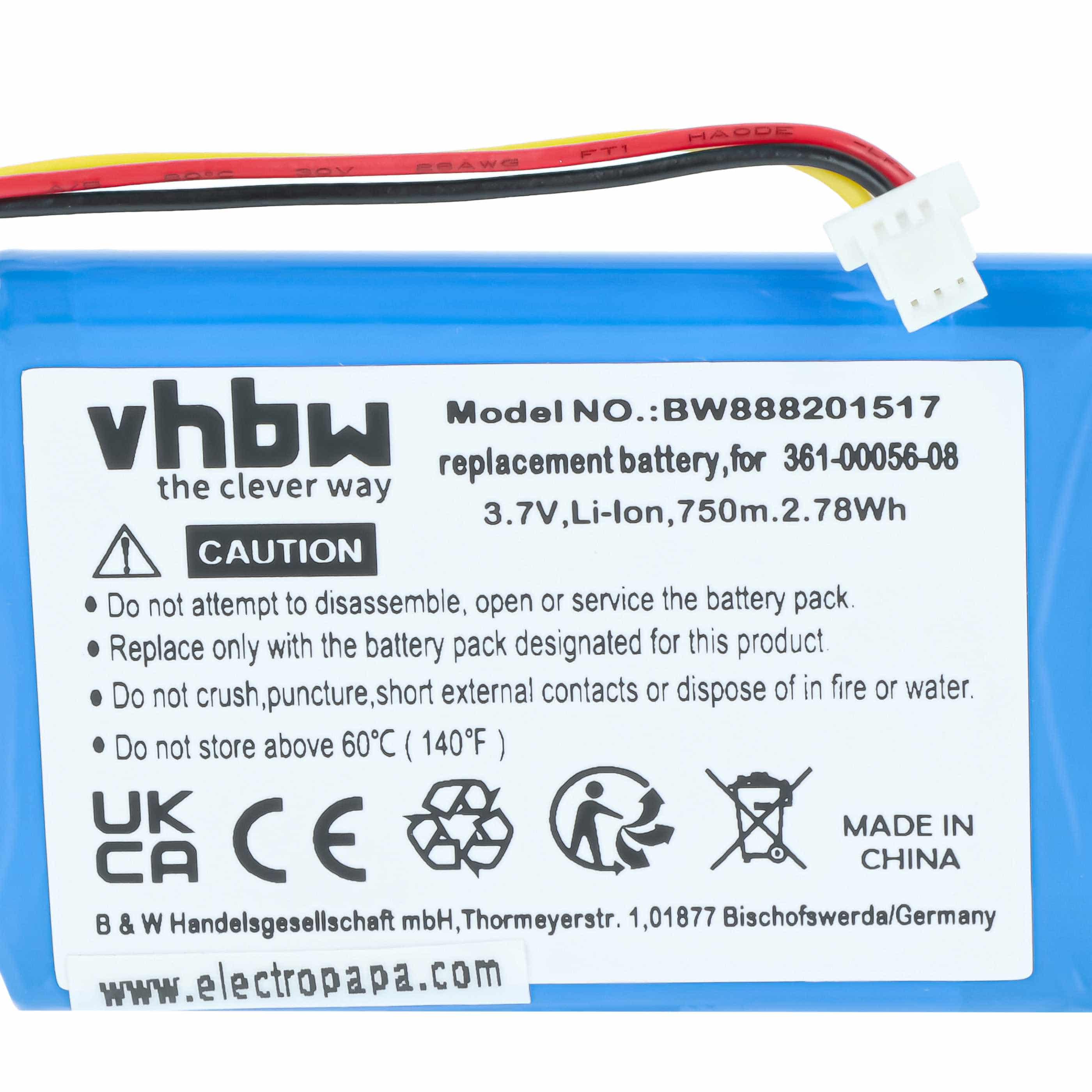 Akumulator do nawigacji GPS zamiennik Garmin 361-00045-00, 1ICP5/34/45, 1ICP4/34/5 - 750 mAh 4,2 V LiPo