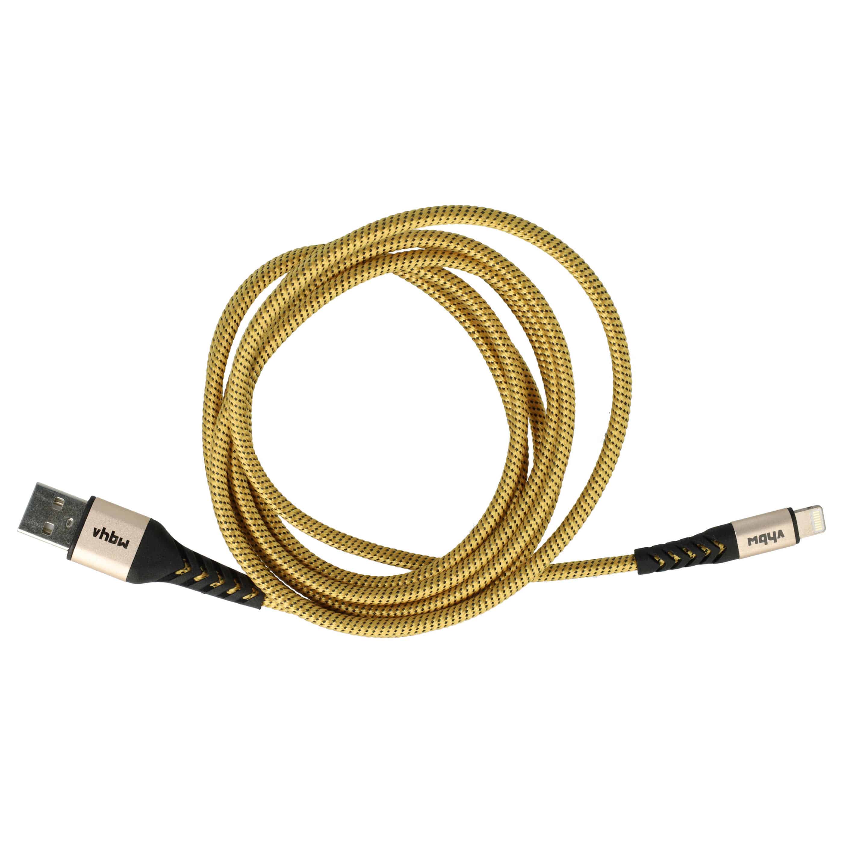 Lightning Cable - USB A suitable for 1.Generation Apple iOS - Yellow Black, 180cm