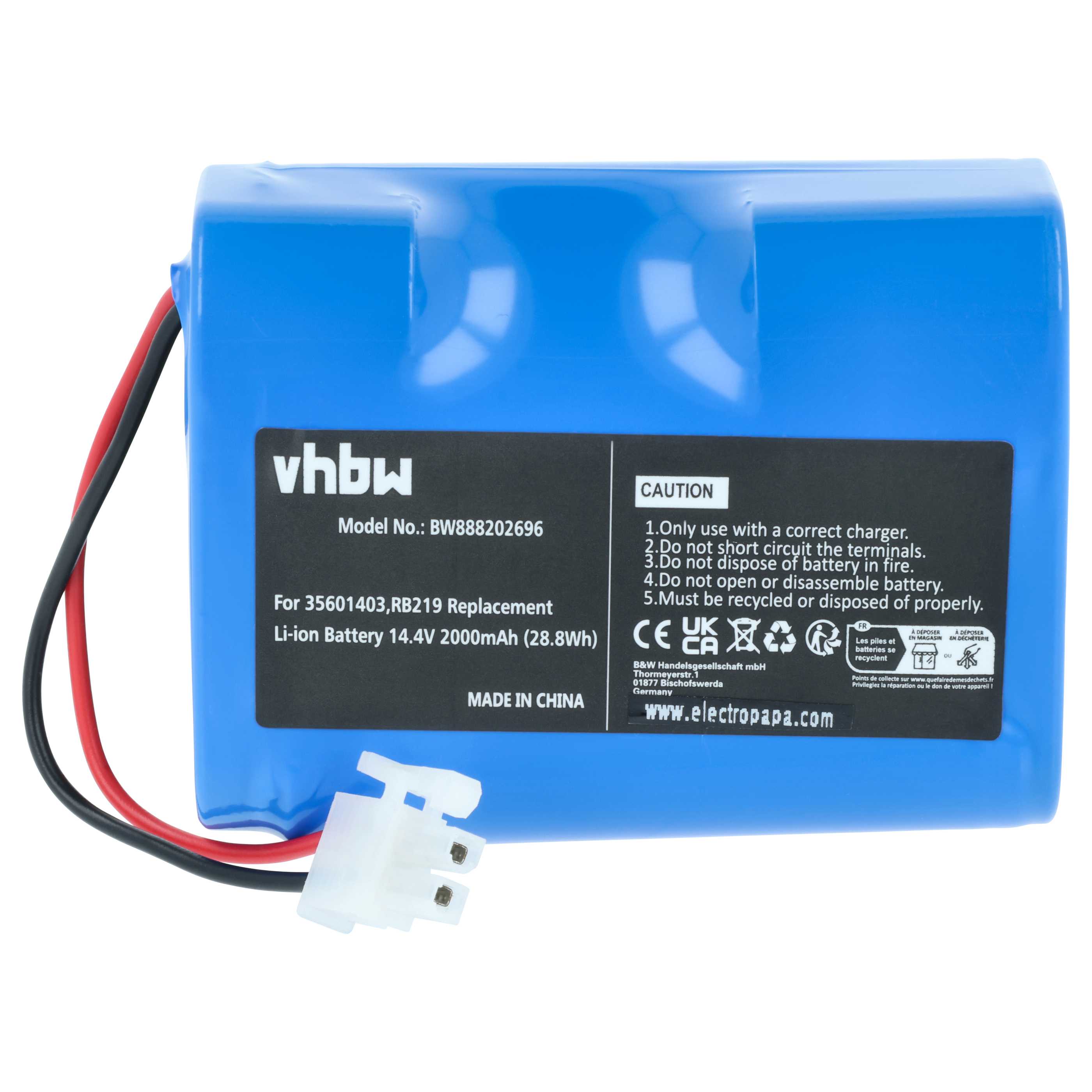 Batteria sostituisce Hoover RB219, Li-RB226 per robot aspiratore - 2000mAh 14,4V Li-Ion