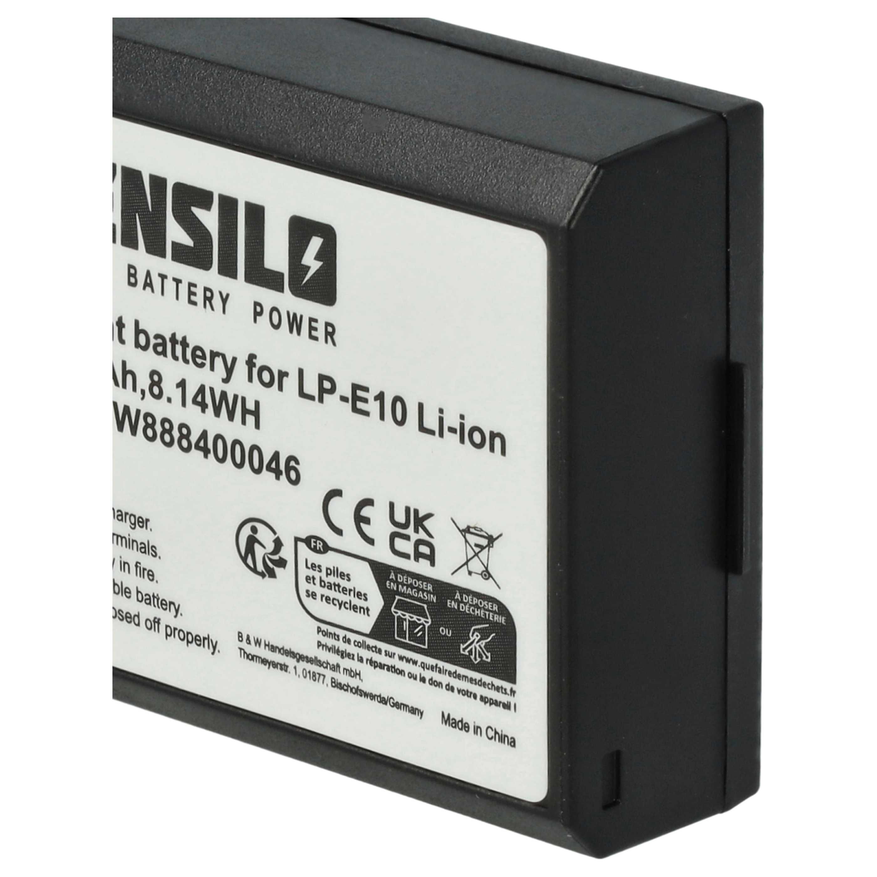 2x Battery replaces Canon LP-E10 - 1100mAh, 7.4V, Li-Ion