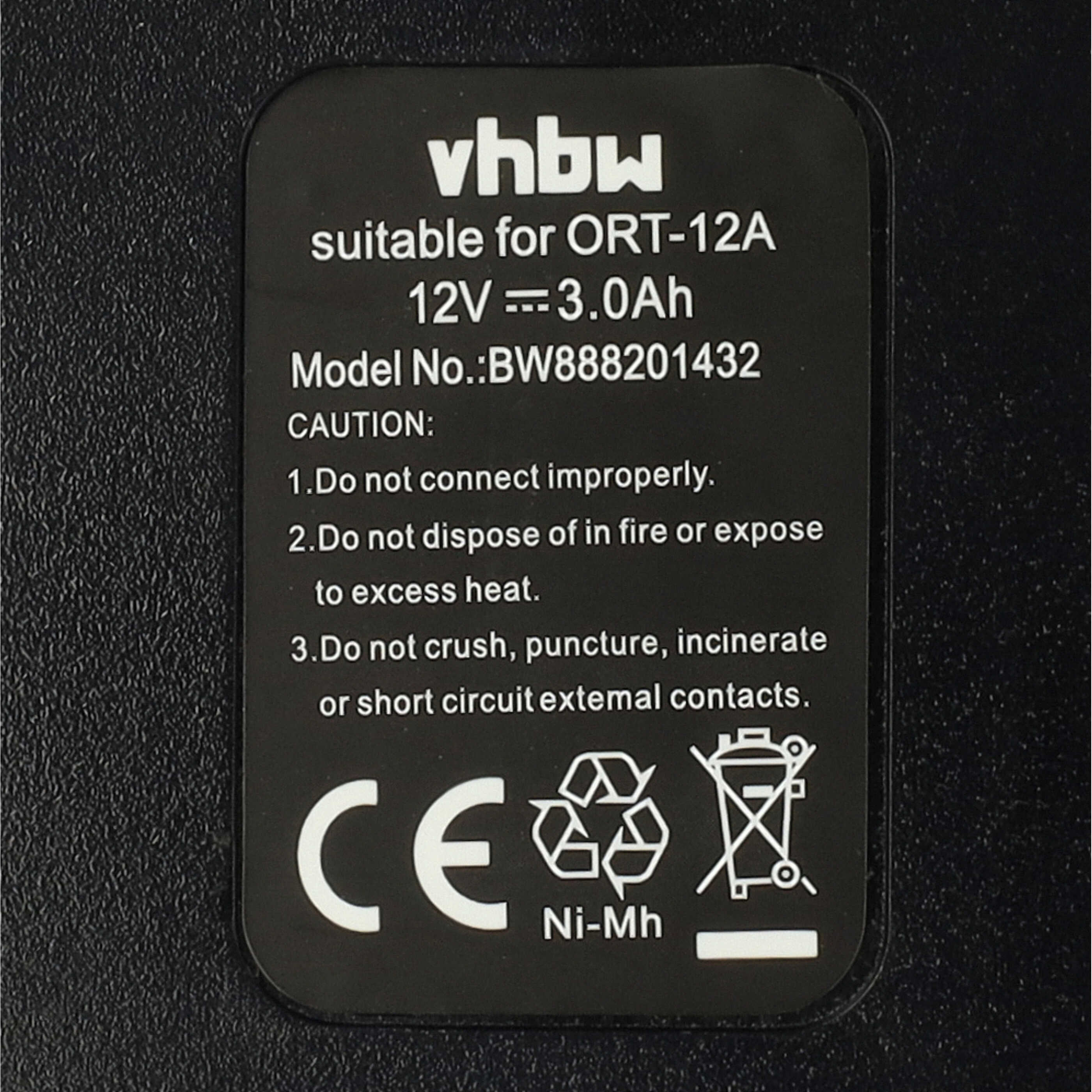 Batterie remplace Bosch 2 607 335 261, 2 60 7335 249 pour outil électrique - 3000 mAh, 12 V, NiMH
